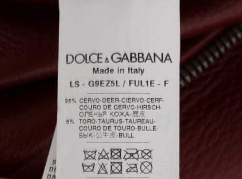 Μπουφάν μοτοσικλέτας Dolce &amp; Gabbana Radiant Red Leather Biker