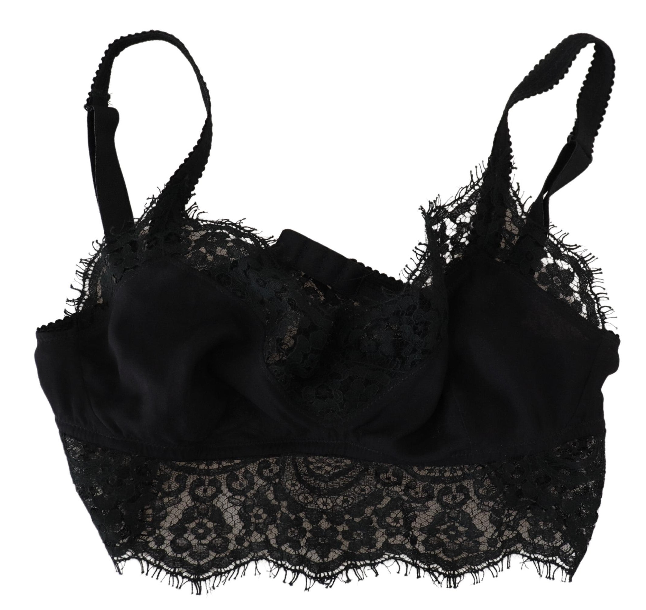 Dolce & Gabbana Μαύρο Floral Lace Stretch Bralette Εσώρουχα