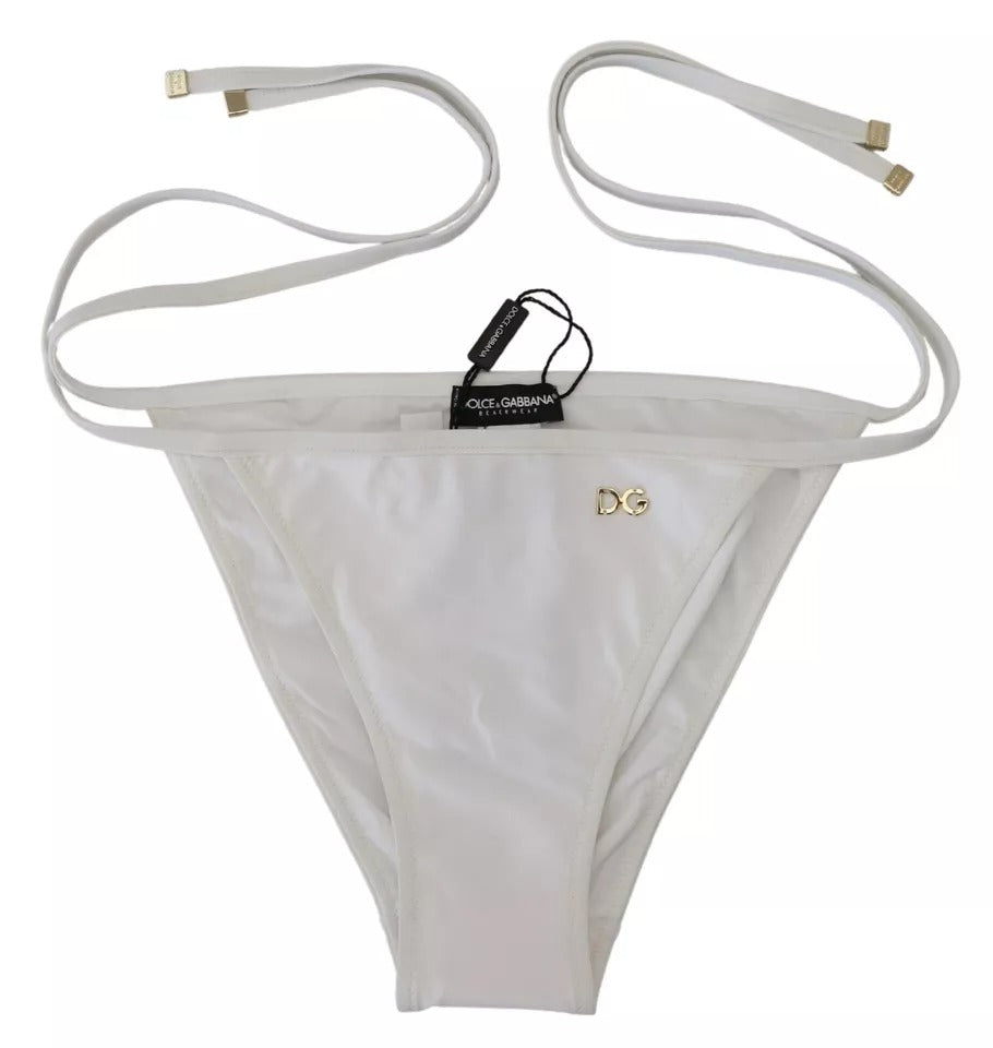 Dolce & Gabbana Λευκό Μπικίνι Κάτω Μέρος Swimwear DG Logo