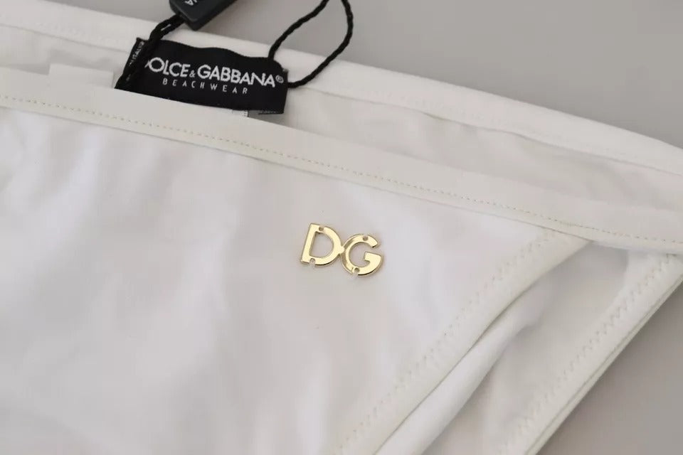 Dolce & Gabbana Λευκό Μπικίνι Κάτω Μέρος Swimwear DG Logo