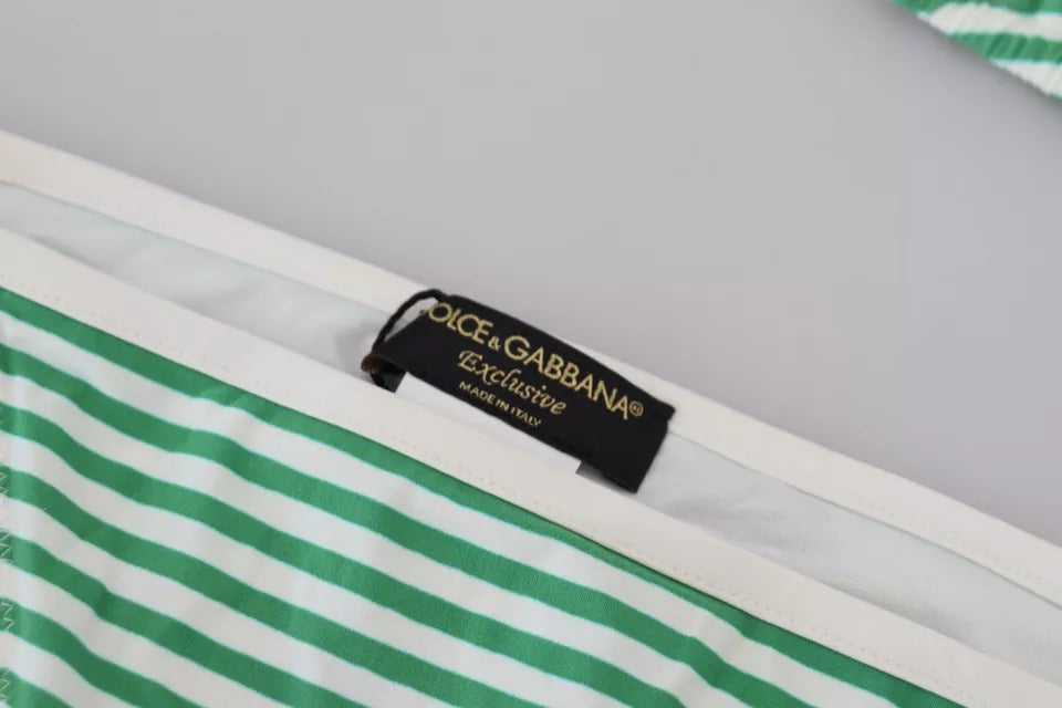 Dolce & Gabbana Λευκό Πράσινο Ριγέ Μπικίνι Τοπ Κάτω Μαγιό