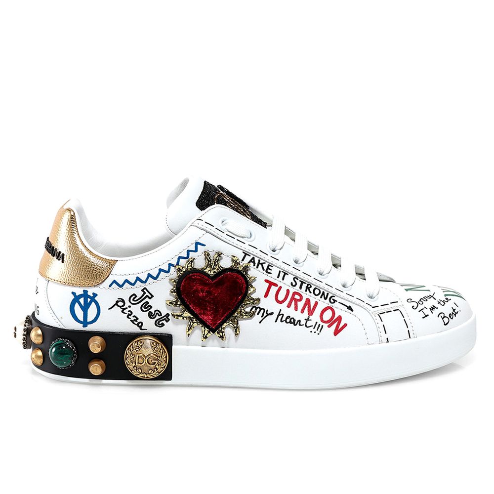 Dolce & Gabbana Λευκό Δέρμα Διά Κούριας Sneaker