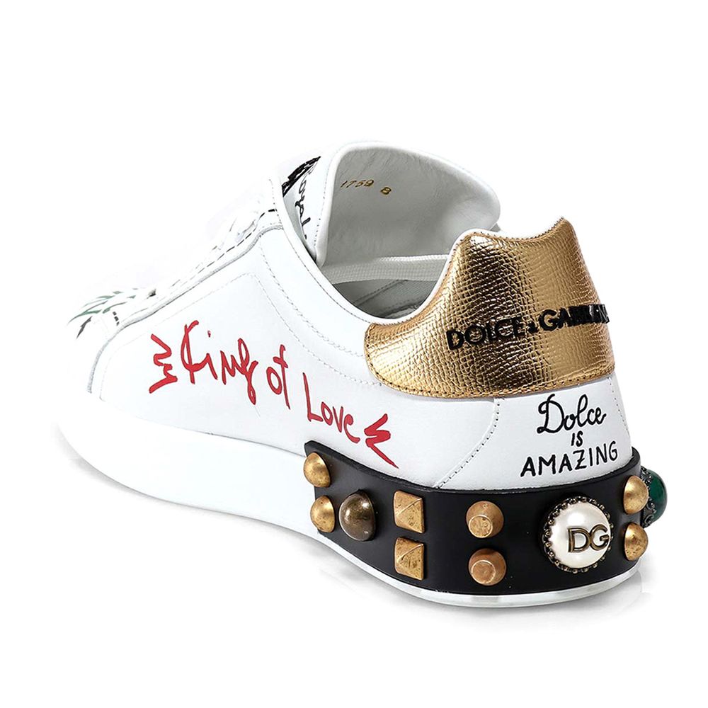 Dolce & Gabbana Λευκό Δέρμα Διά Κούριας Sneaker