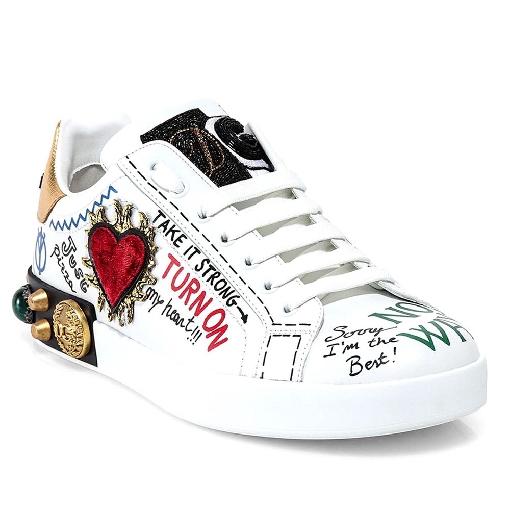 Dolce & Gabbana Λευκό Δέρμα Διά Κούριας Sneaker