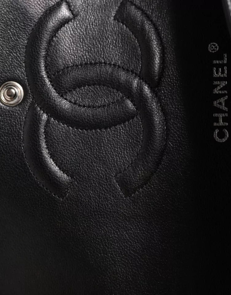 Chanel Μαύρη Caviar Μεσαία Κλασική Διπλή Τσάντα Ώμου Με Καπιτονέ