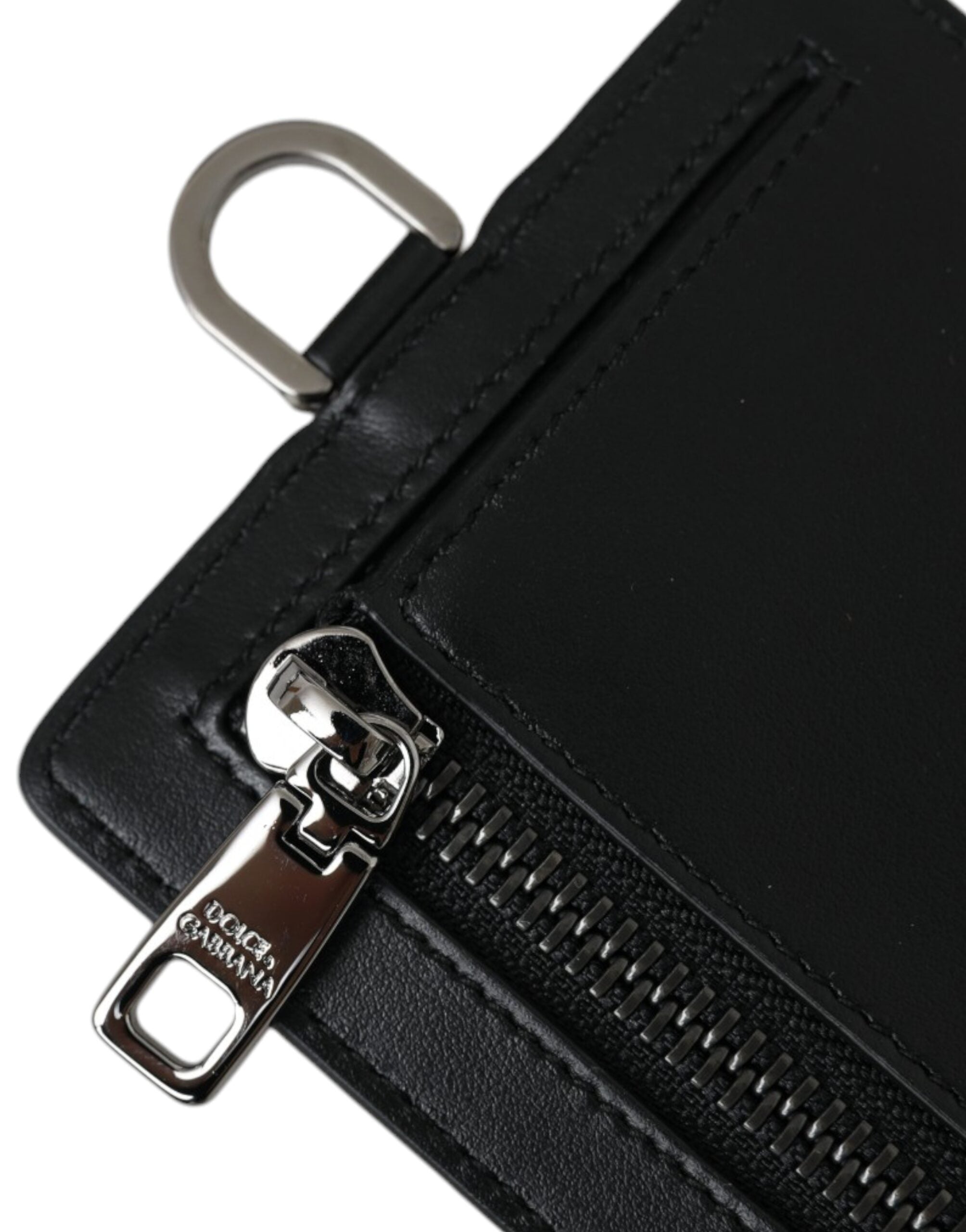 Ανδρικό πορτοφόλι με λογότυπο Dolce &amp; Gabbana Black Calf Leather Lanyard