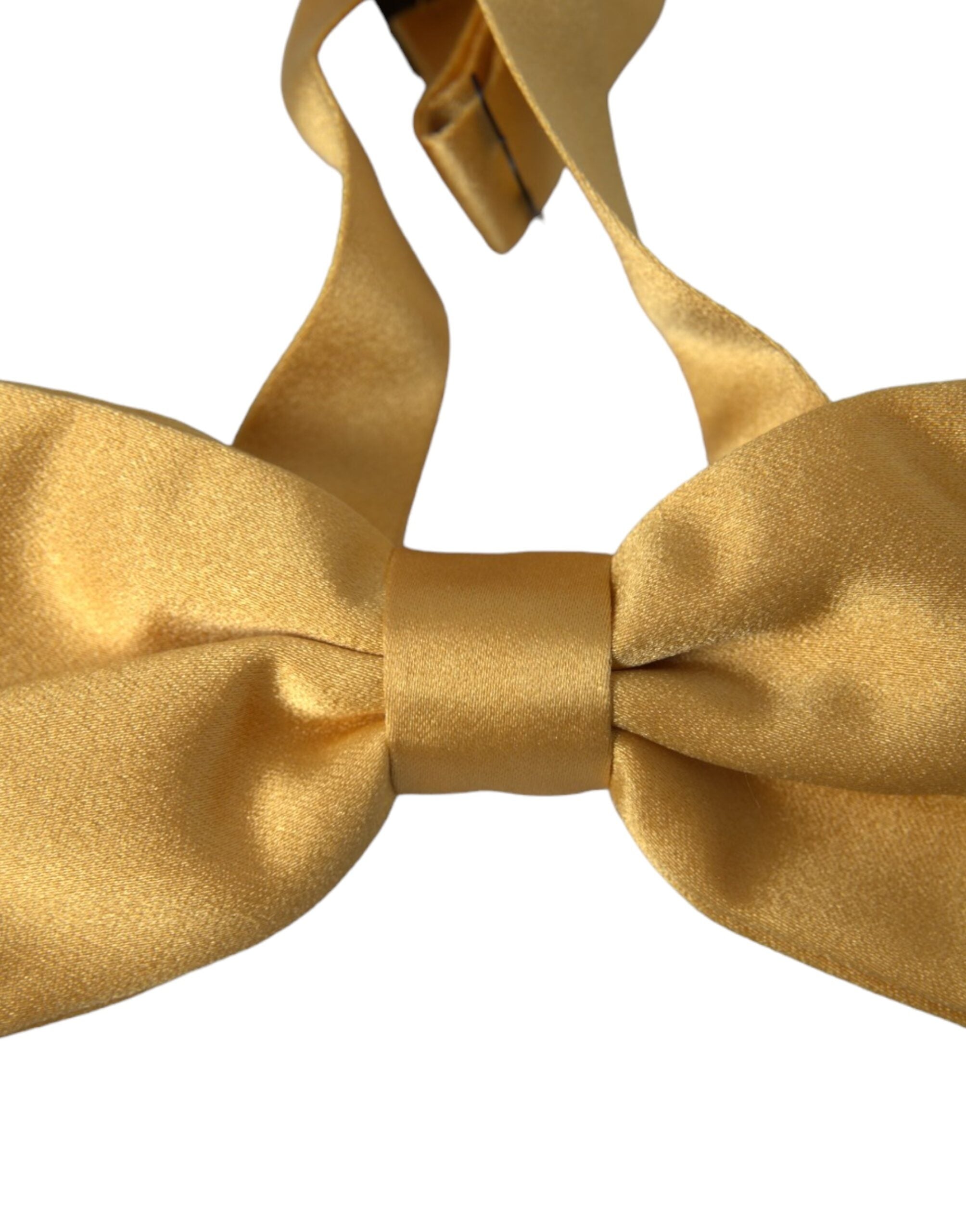 Dolce & Gabbana Yellow Silk Adjustable Neck Men Bow Tie