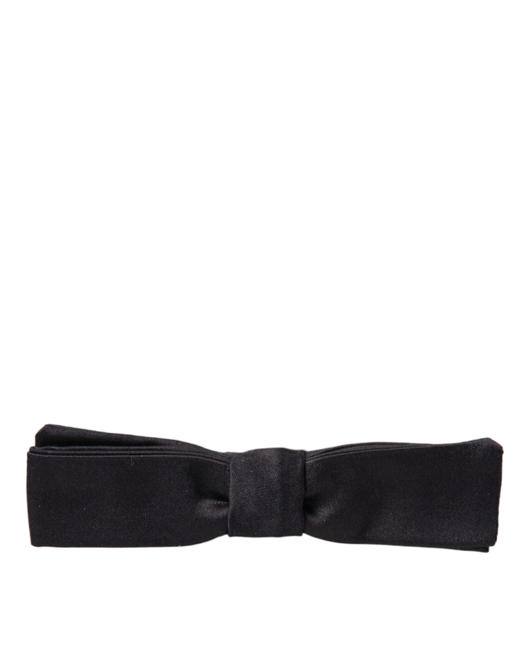 Dolce & Gabbana Dark Gray Silk Adjustable Neck Men Bow Tie