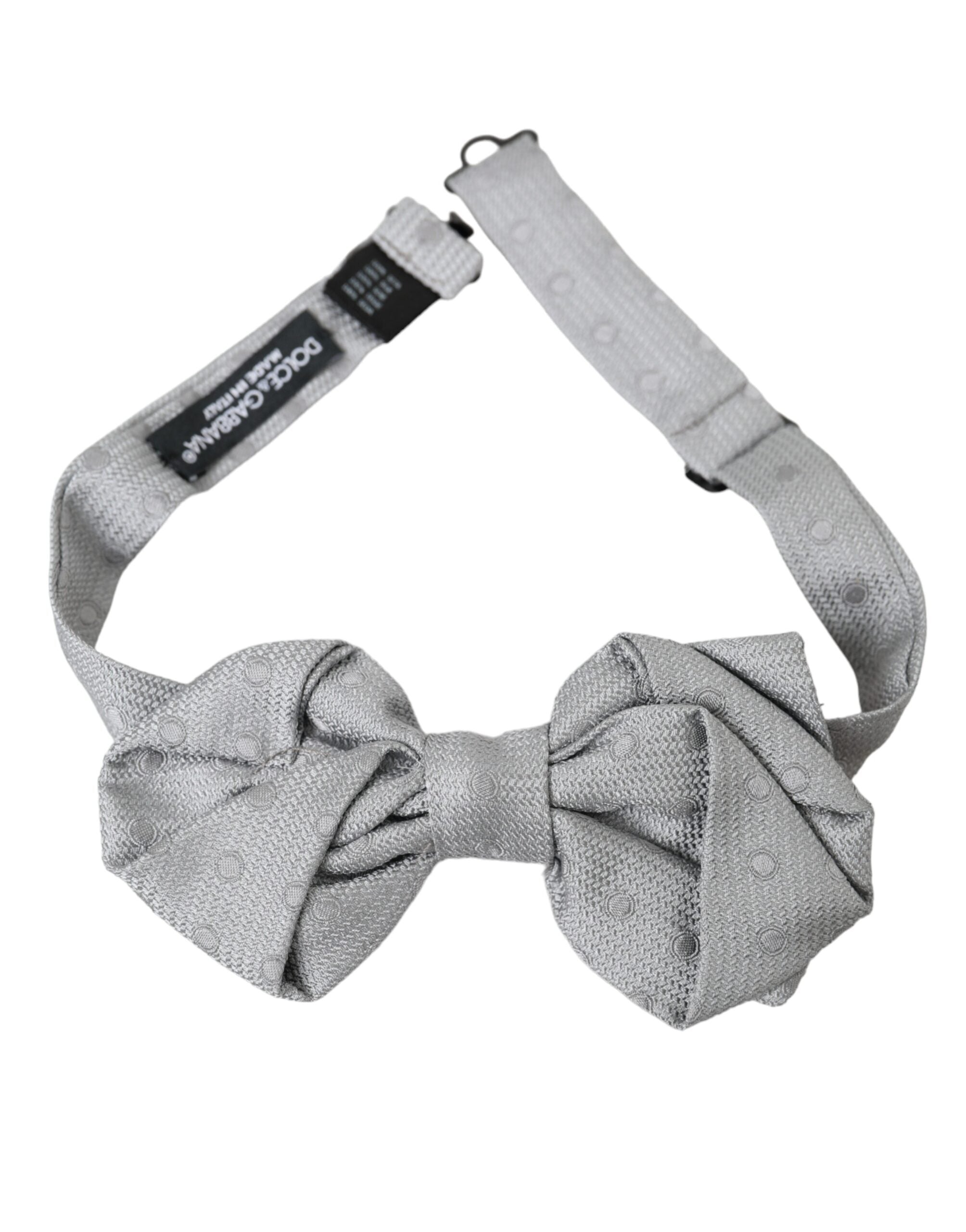 Dolce & Gabbana Gray Silk Adjustable Neck Men Bow Tie