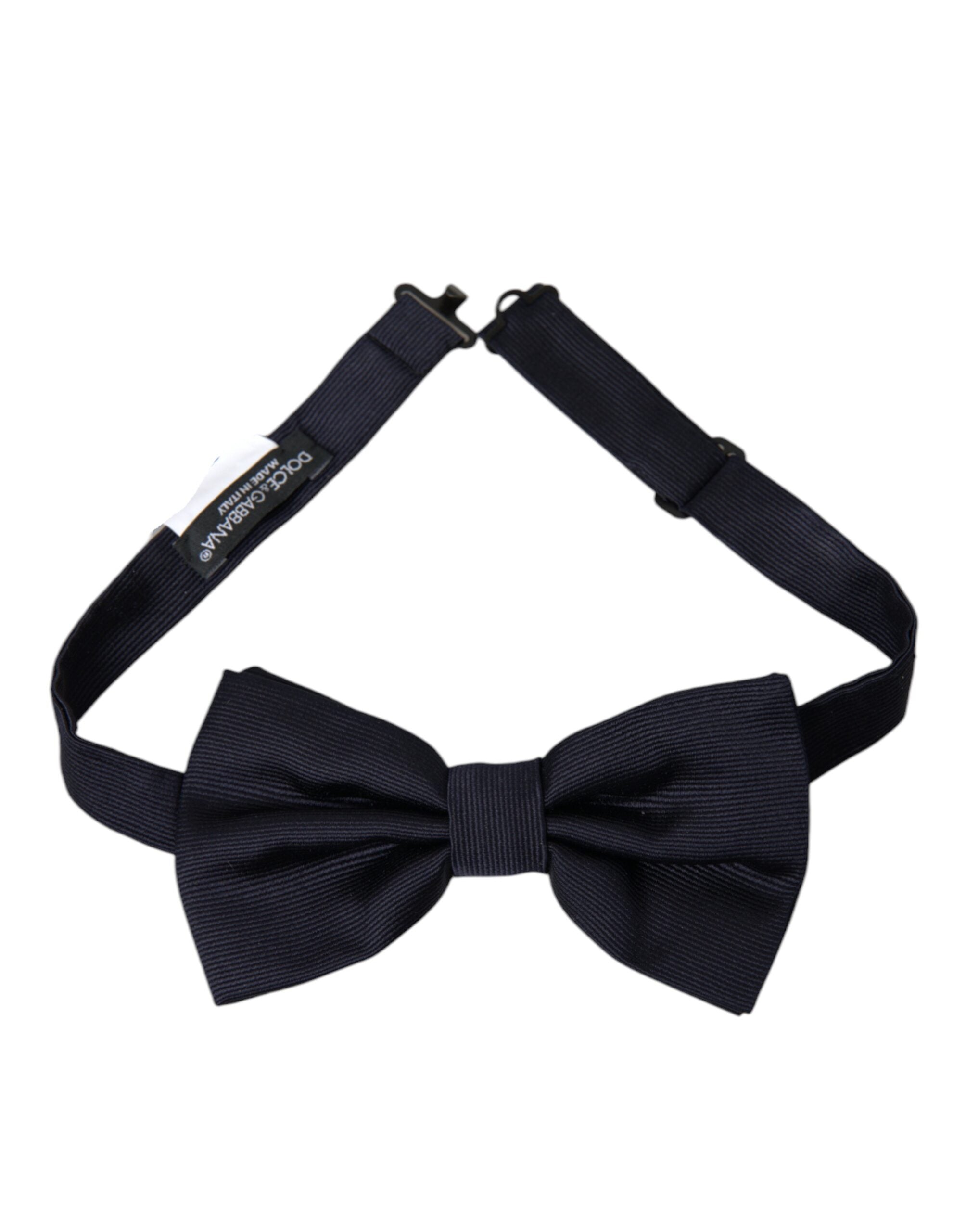 Dolce & Gabbana Black Silk Adjustable Neck Men Bow Tie