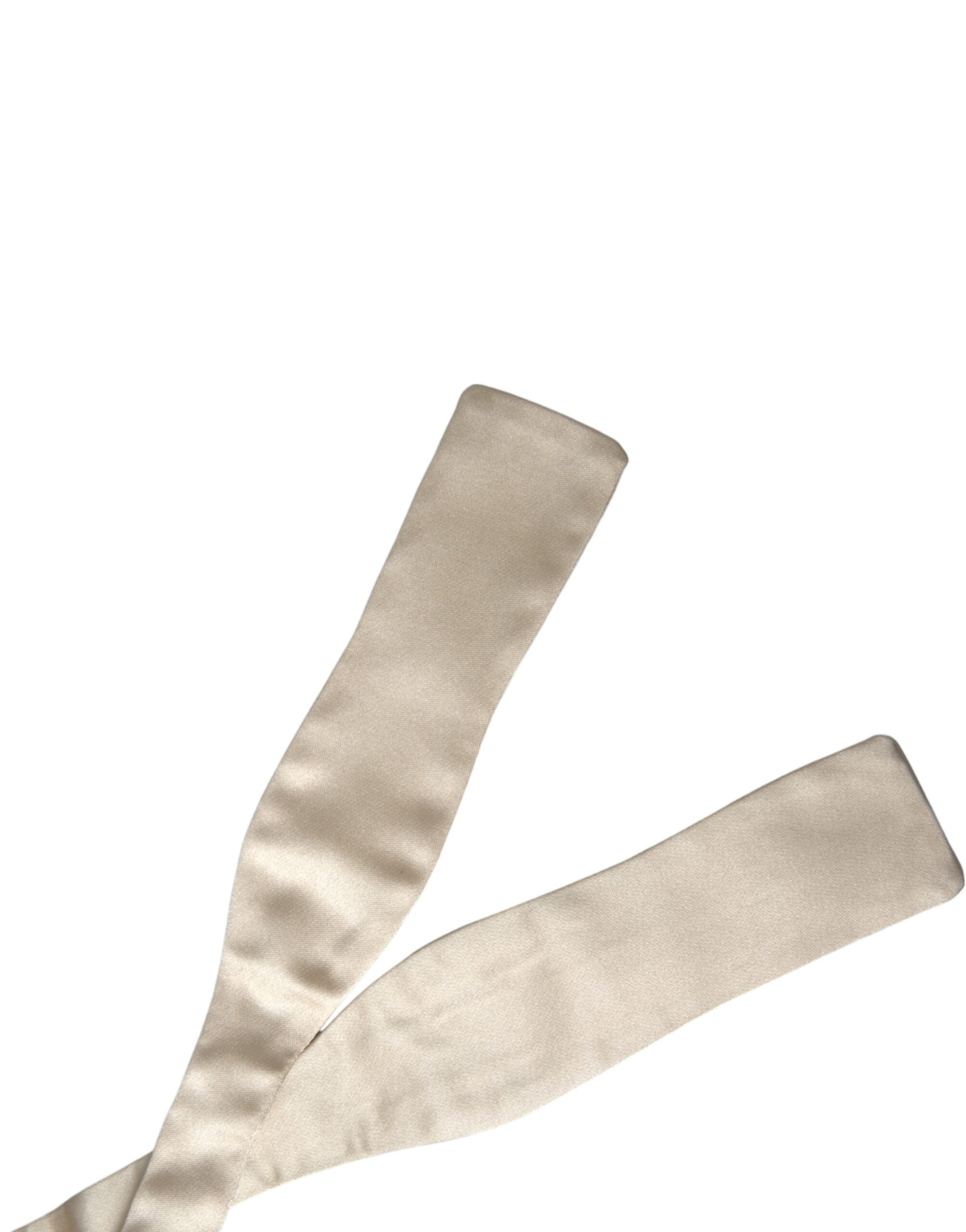 Ανδρικό παπιγιόν Dolce &amp; Gabbana Beige Silk Slim Skinny Necktie