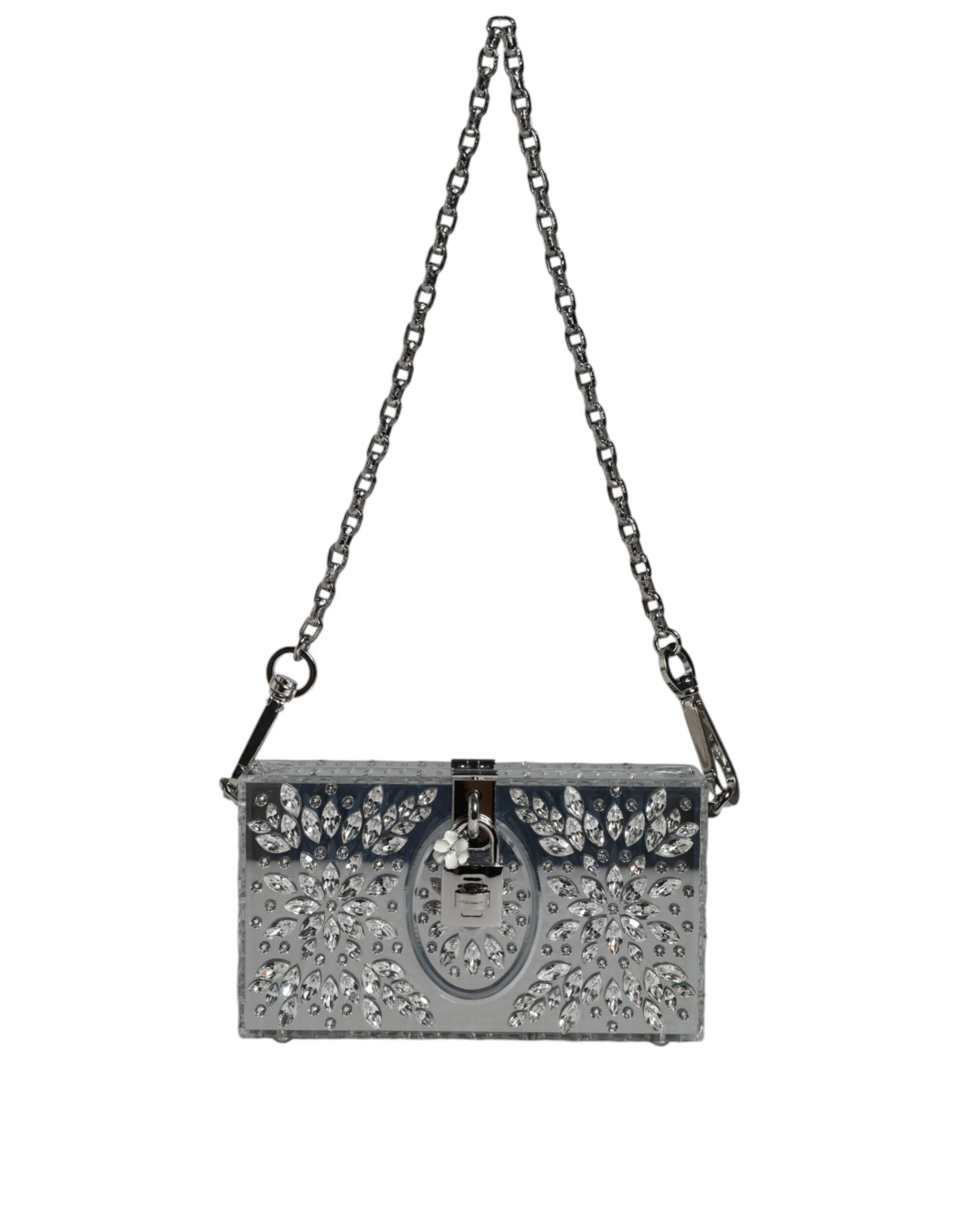 Dolce & Gabbana Ασημένια Μίνι Τσάντα Χειρός Evening Purse Bag από Plexiglass