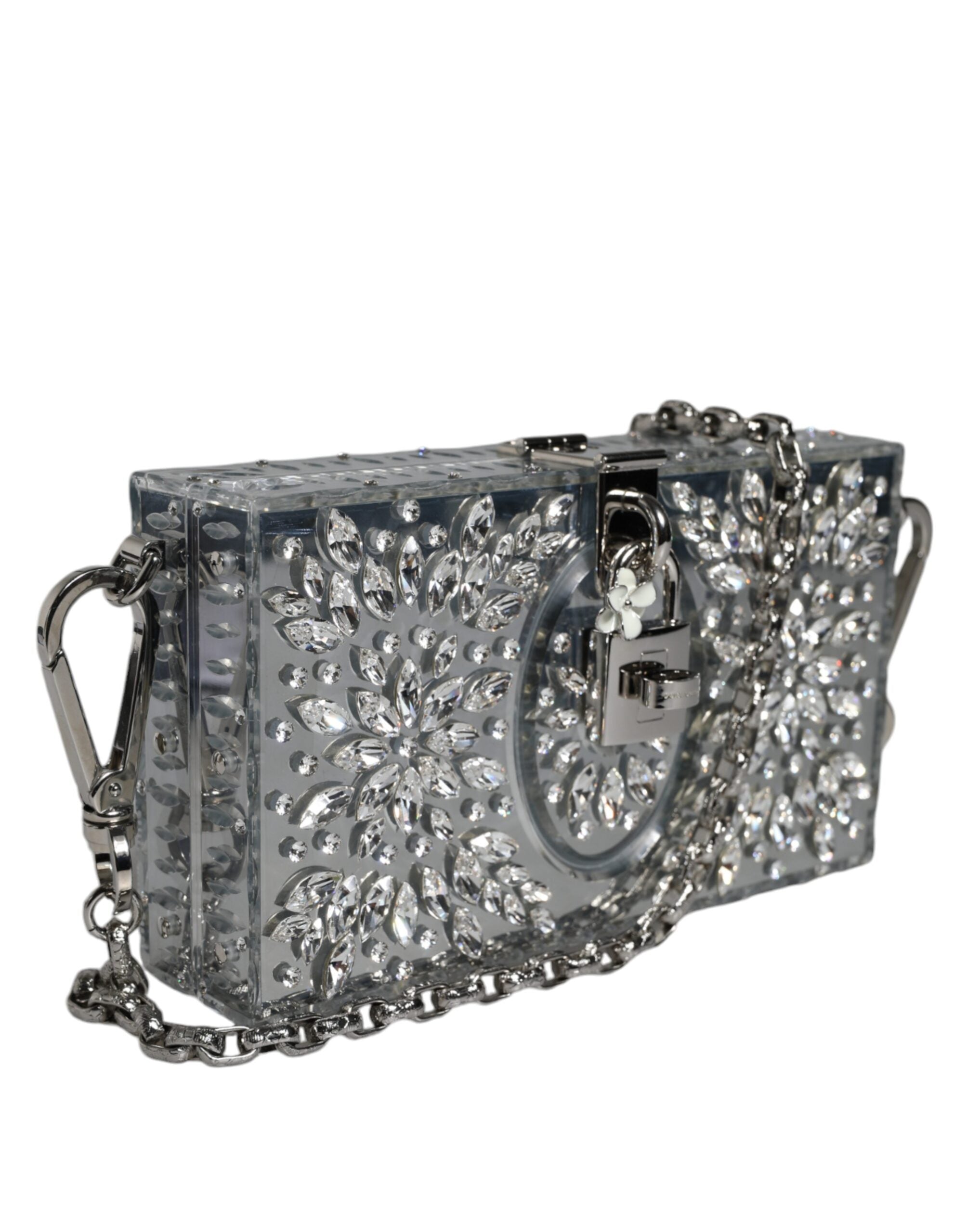 Dolce & Gabbana Ασημένιο Plexiglass Clutch Mini Βραδινή Τσάντα