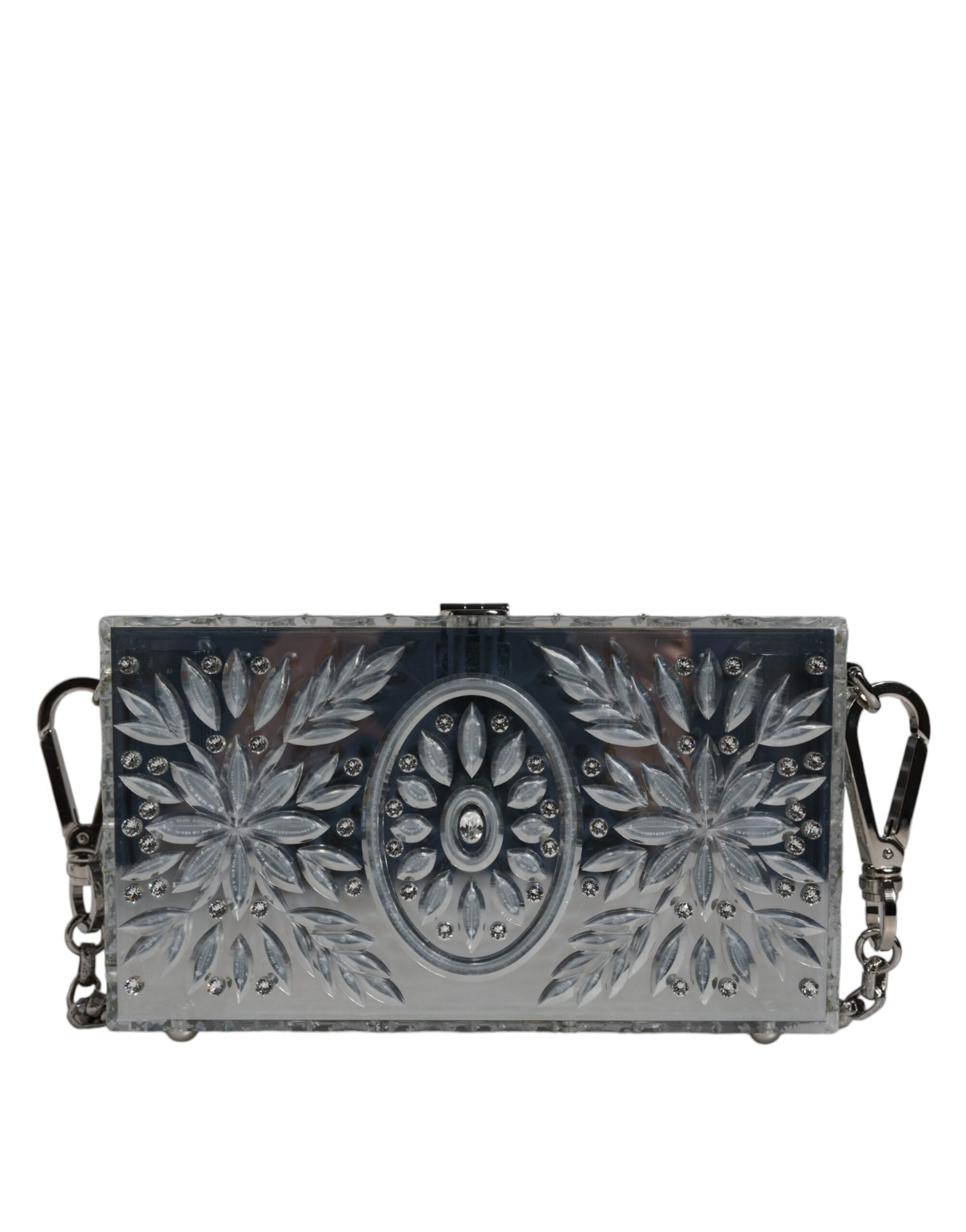 Dolce & Gabbana Ασημένιο Plexiglass Clutch Mini Βραδινή Τσάντα