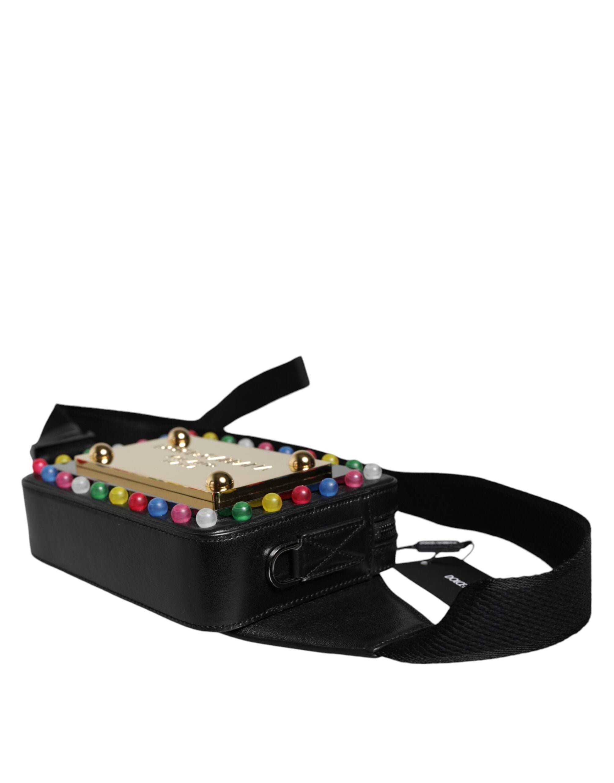 Dolce & Gabbana Μαύρη Δερμάτινη Ζώνη LED Logo Μέσης Fanny Pack Τσάντα