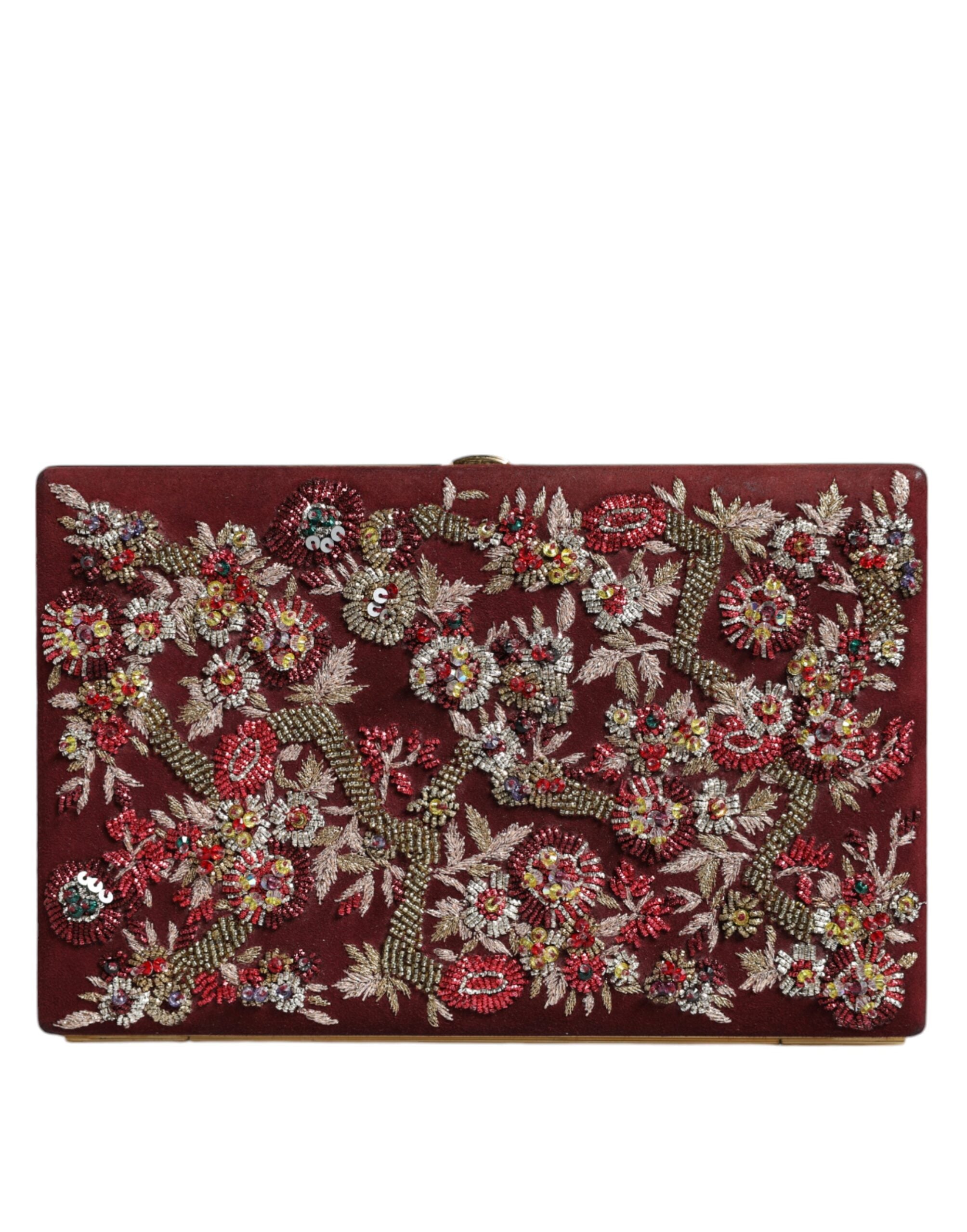 Dolce & Gabbana Clutch Evening Bag με Χρυσό Πλαίσιο από Βελούδο Bordeaux