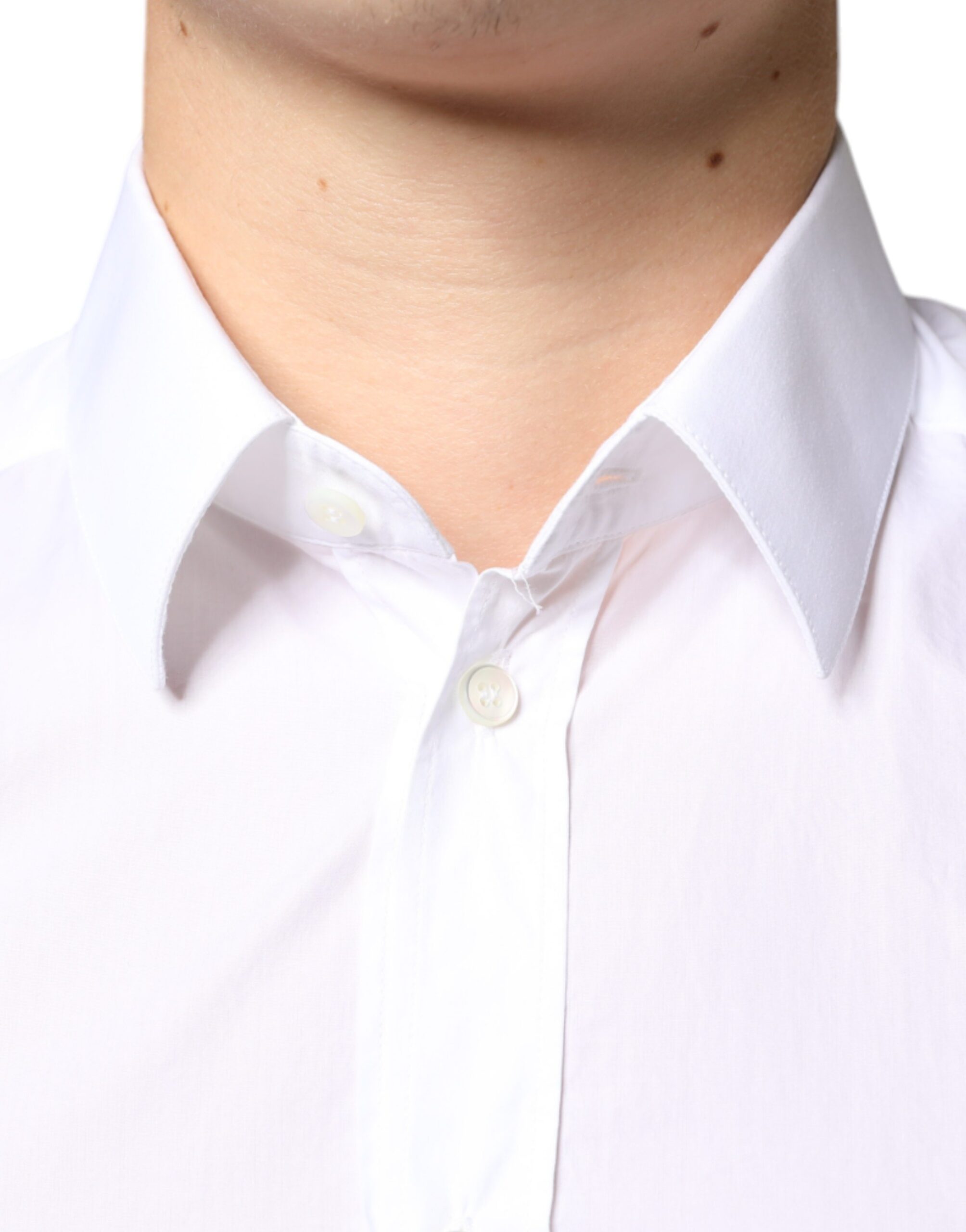 Dolce & Gabbana White Cotton Collared Men Formal Dress Shirt