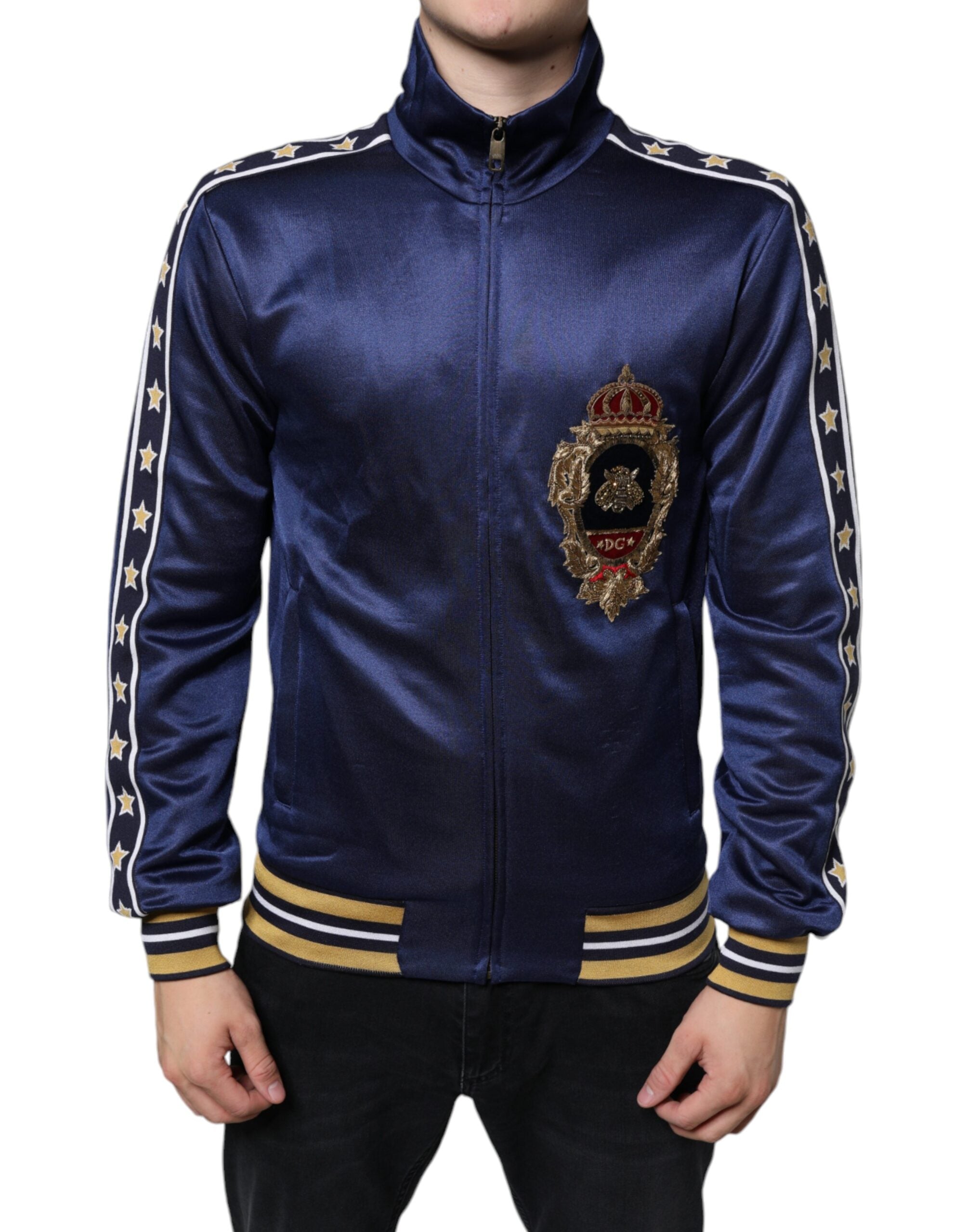 Dolce & Gabbana Μπλε Heraldic Patch Ρίγα King Bee Πουλόβερ