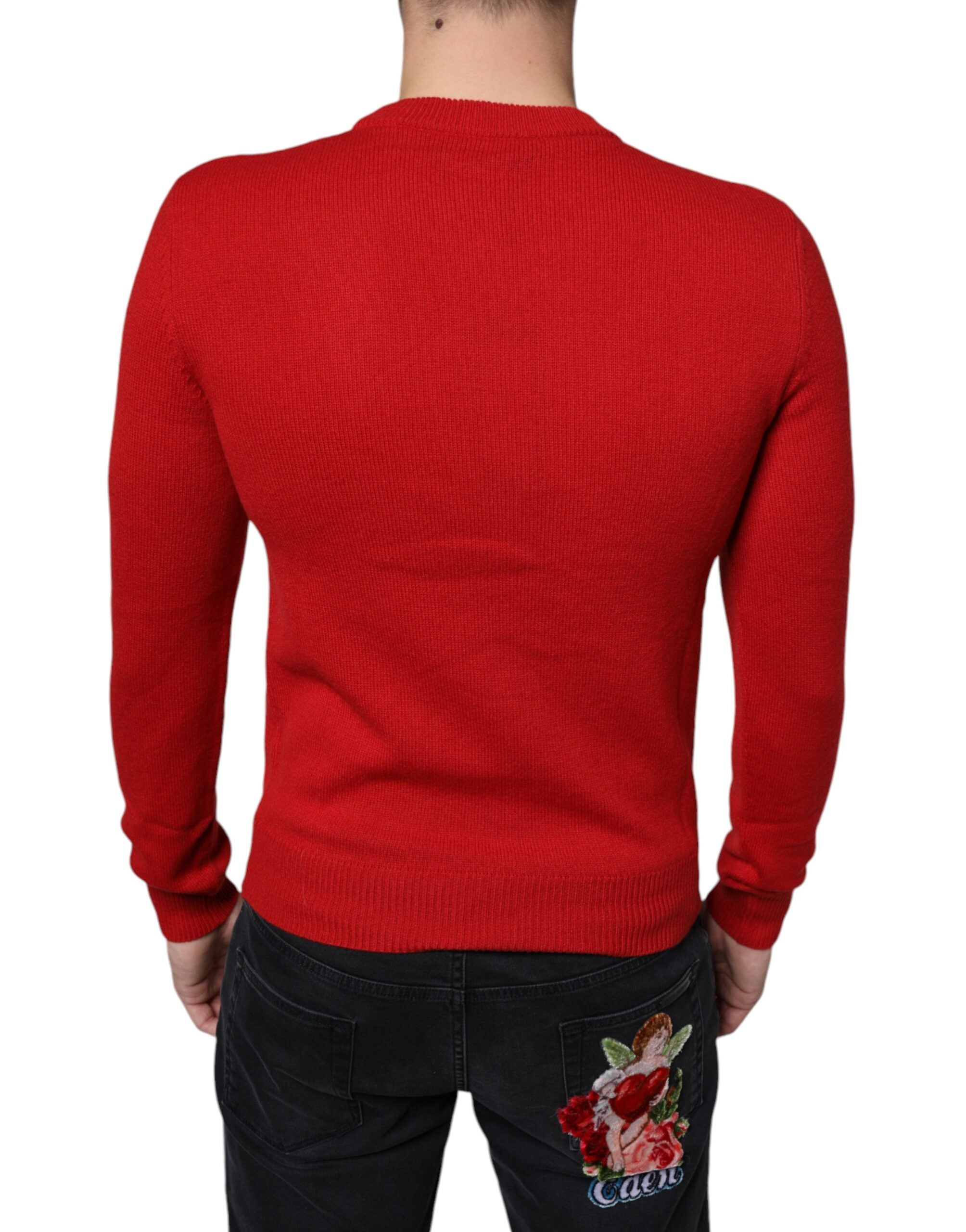 Dolce & Gabbana Είμαι ο Βασιλιάς Κόκκινη Μάλλινη Μπλούζα Crew Neck