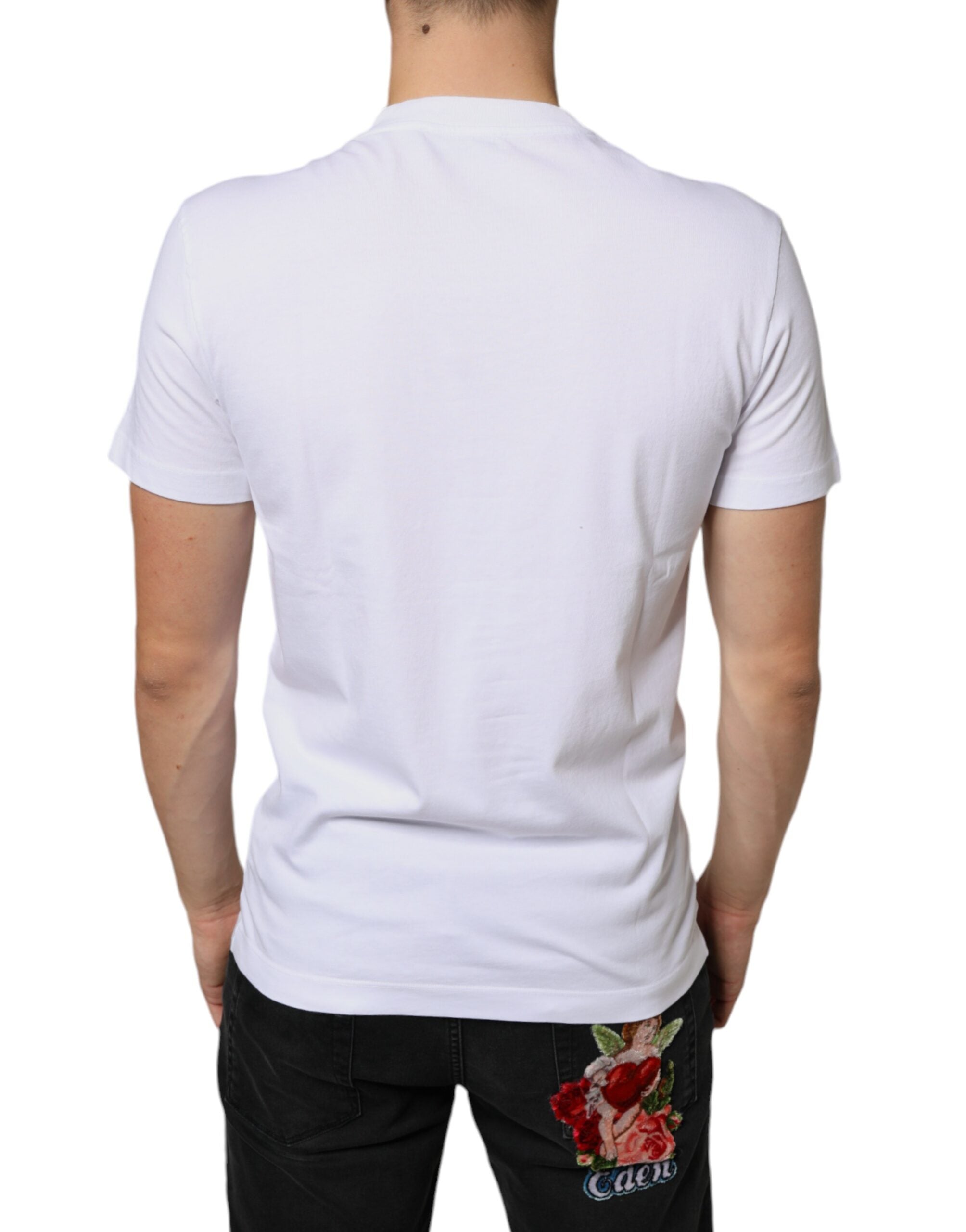 Dolce & Gabbana Λευκό Βαμβακερό T-shirt Με DG Applique