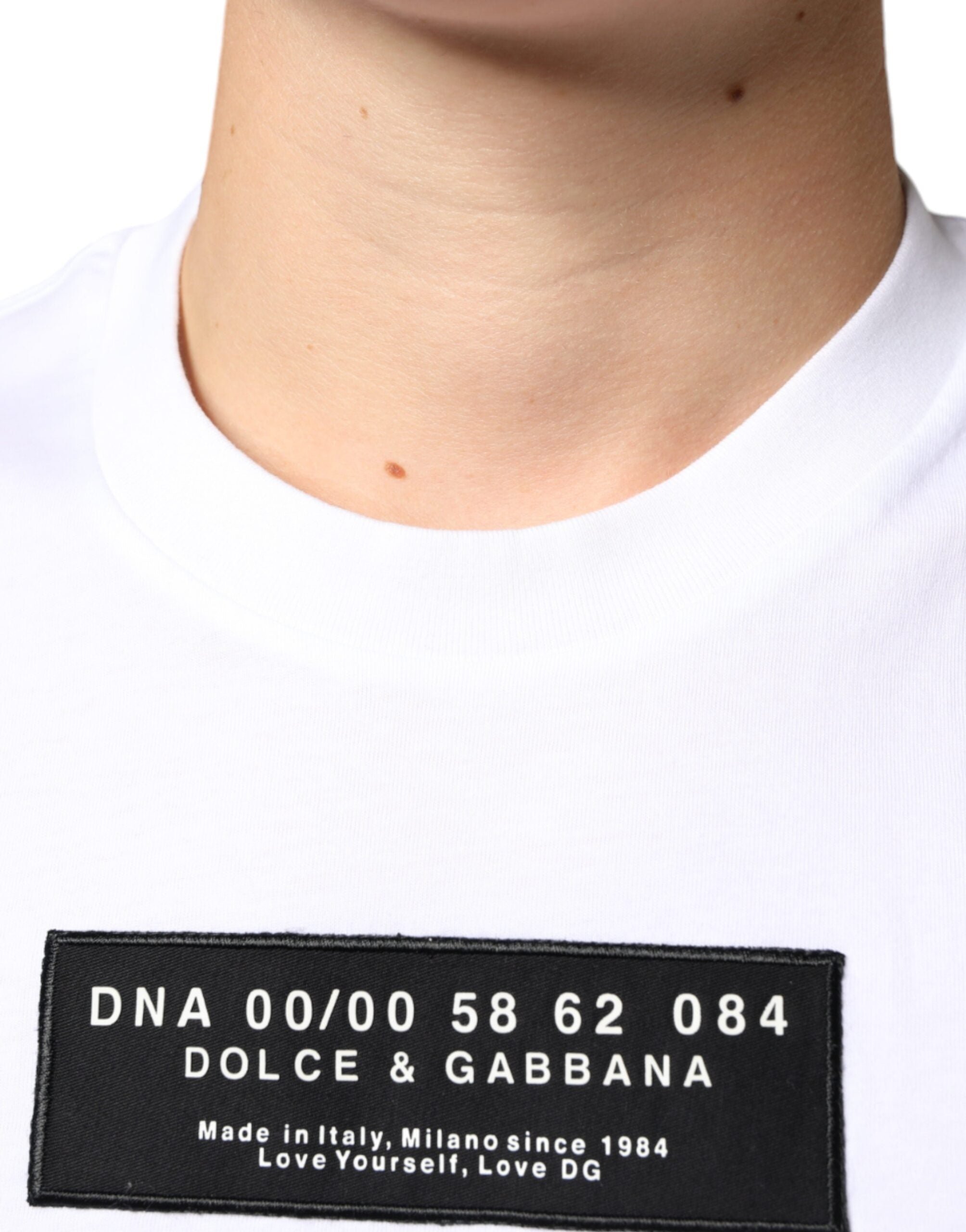 Dolce & Gabbana Λευκό Βαμβακερό T-shirt Με DG Applique