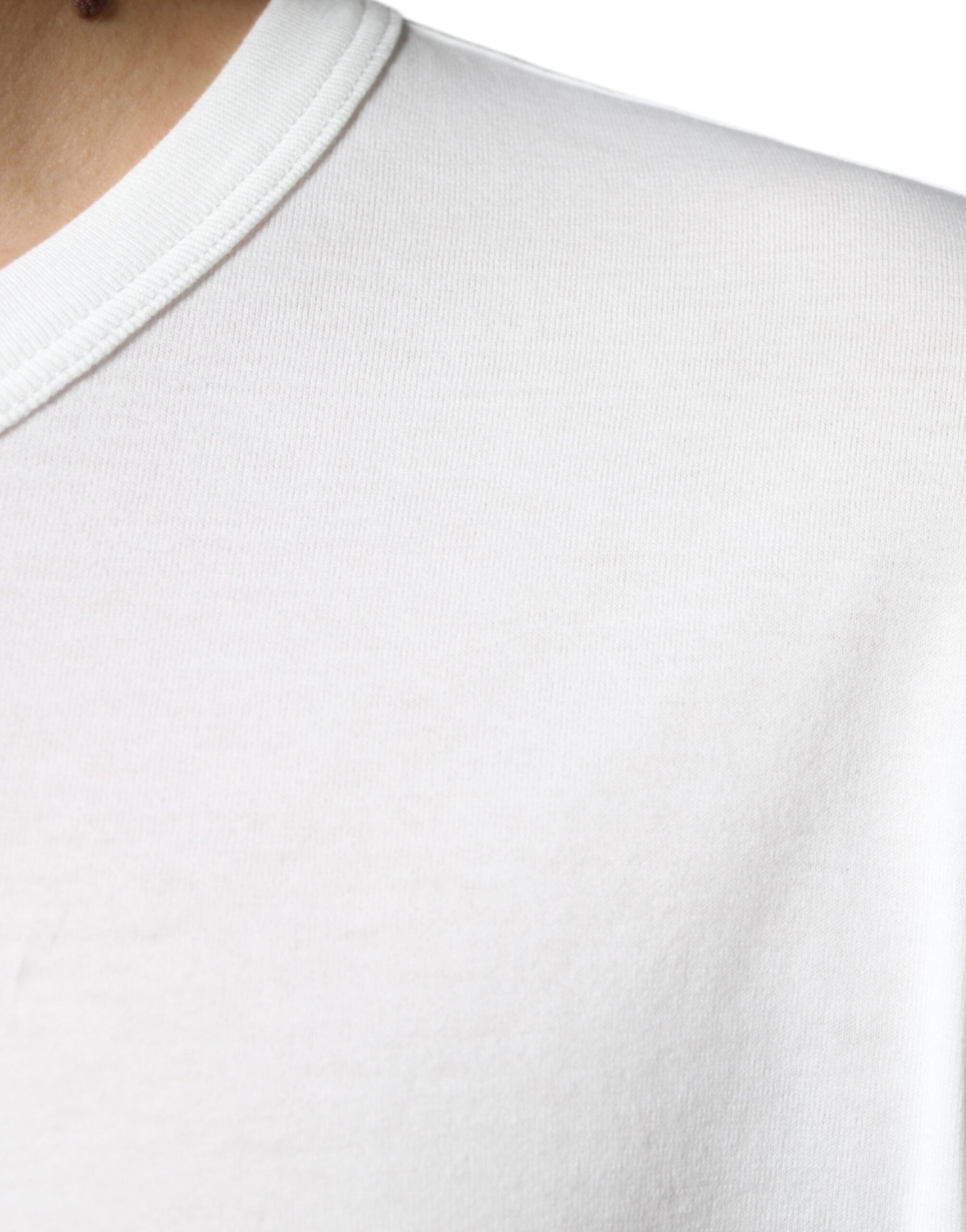 Dolce & Gabbana White Logo Embossed Cotton Crewneck T-shirt