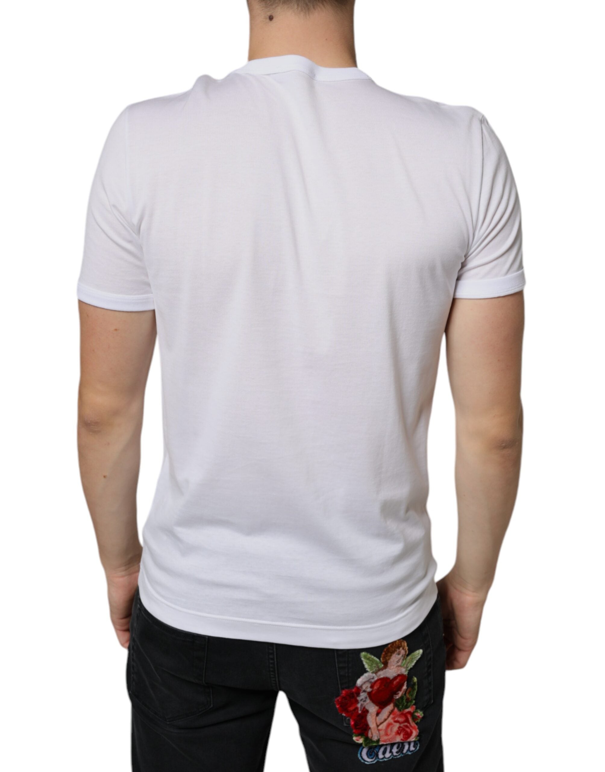 Dolce & Gabbana Λευκό Γραφικό Βαμβακερό Κοντομάνικο T-shirt