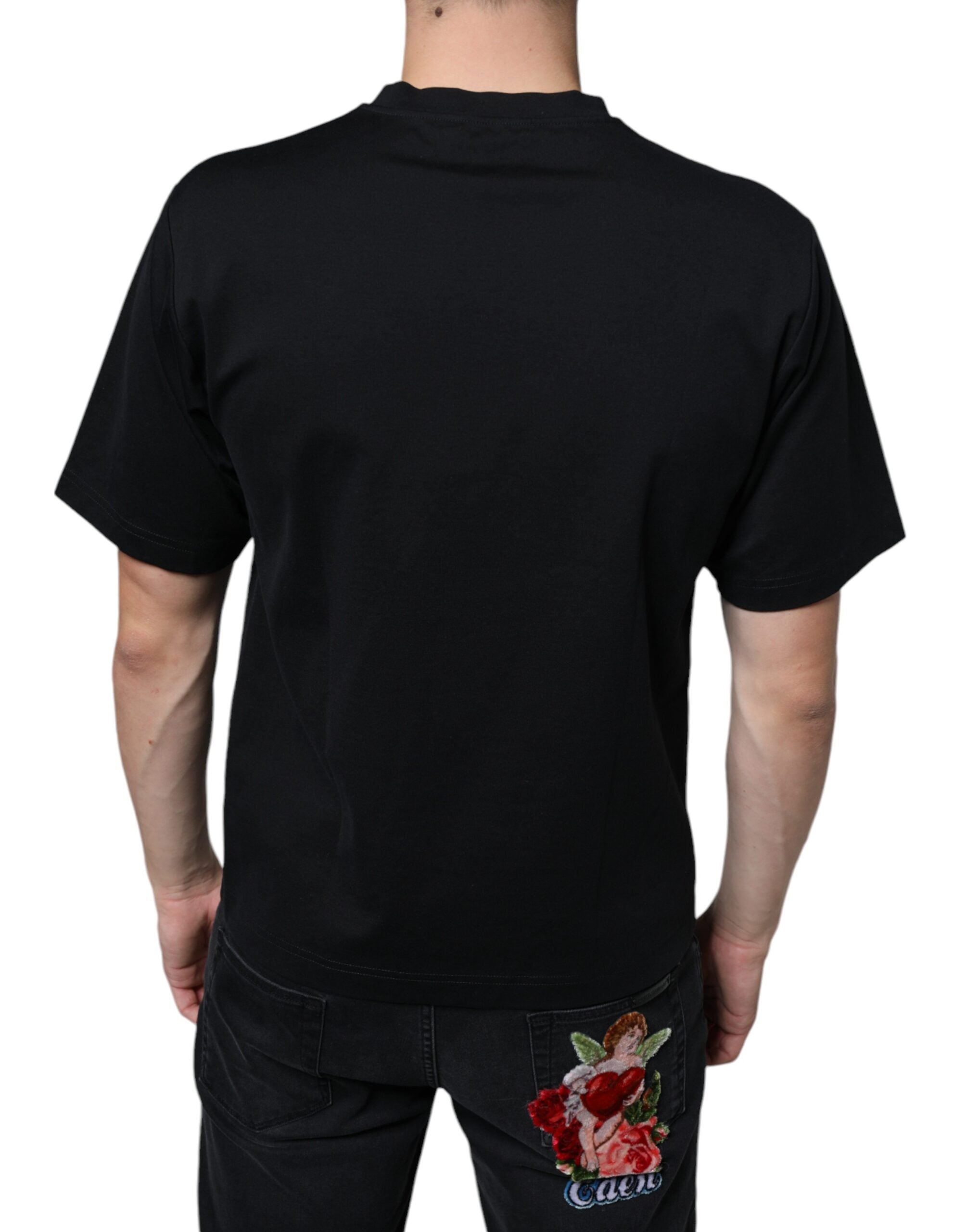 Dolce & Gabbana Σκούρο Μπλε Βαμβακερό DG Λογότυπο Casual T-shirt