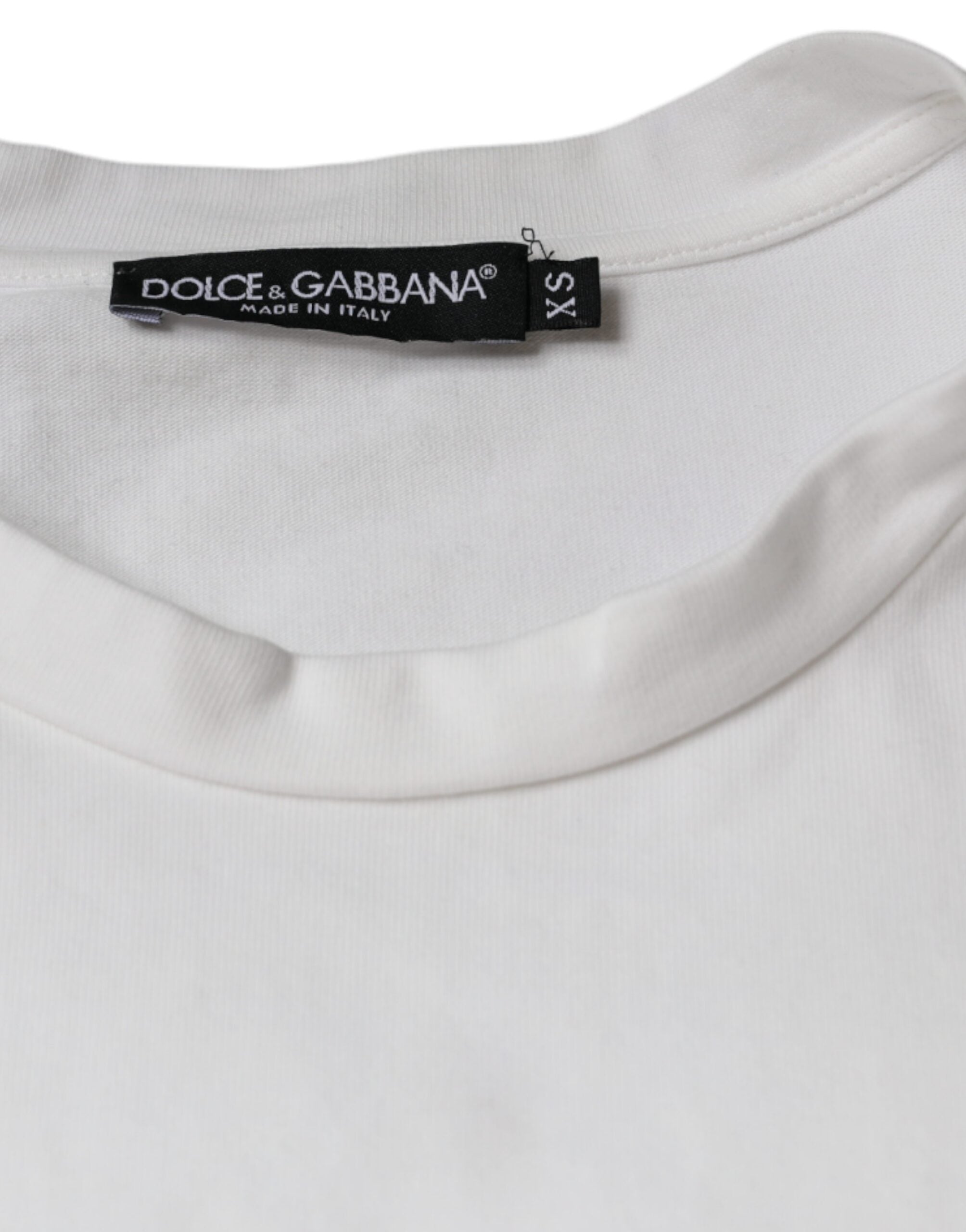 Dolce & Gabbana Λευκό Βαμβακερό T-shirt με Εκτύπωση Λογότυπου DG