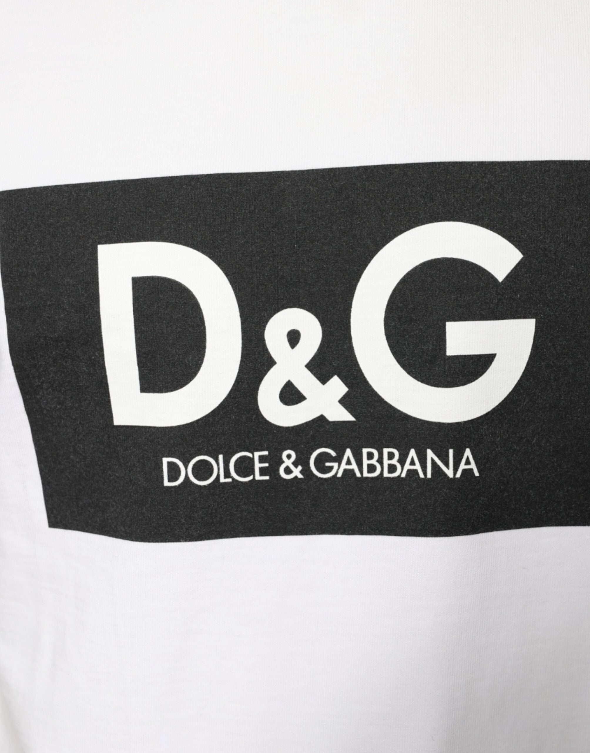 Dolce & Gabbana Λευκό Βαμβακερό T-shirt με Εκτύπωση Λογότυπου DG