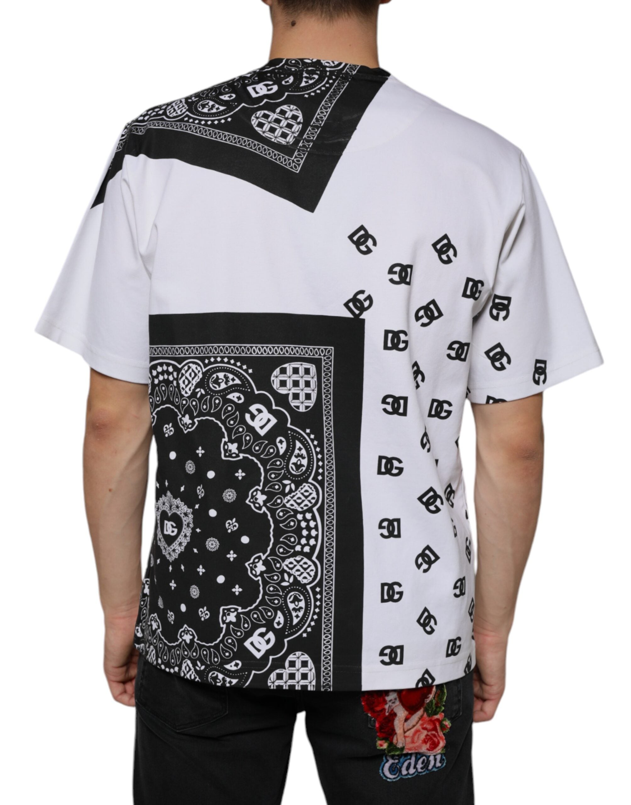 Dolce & Gabbana White Bandana Print Cotton Short Sleeves T-shirt