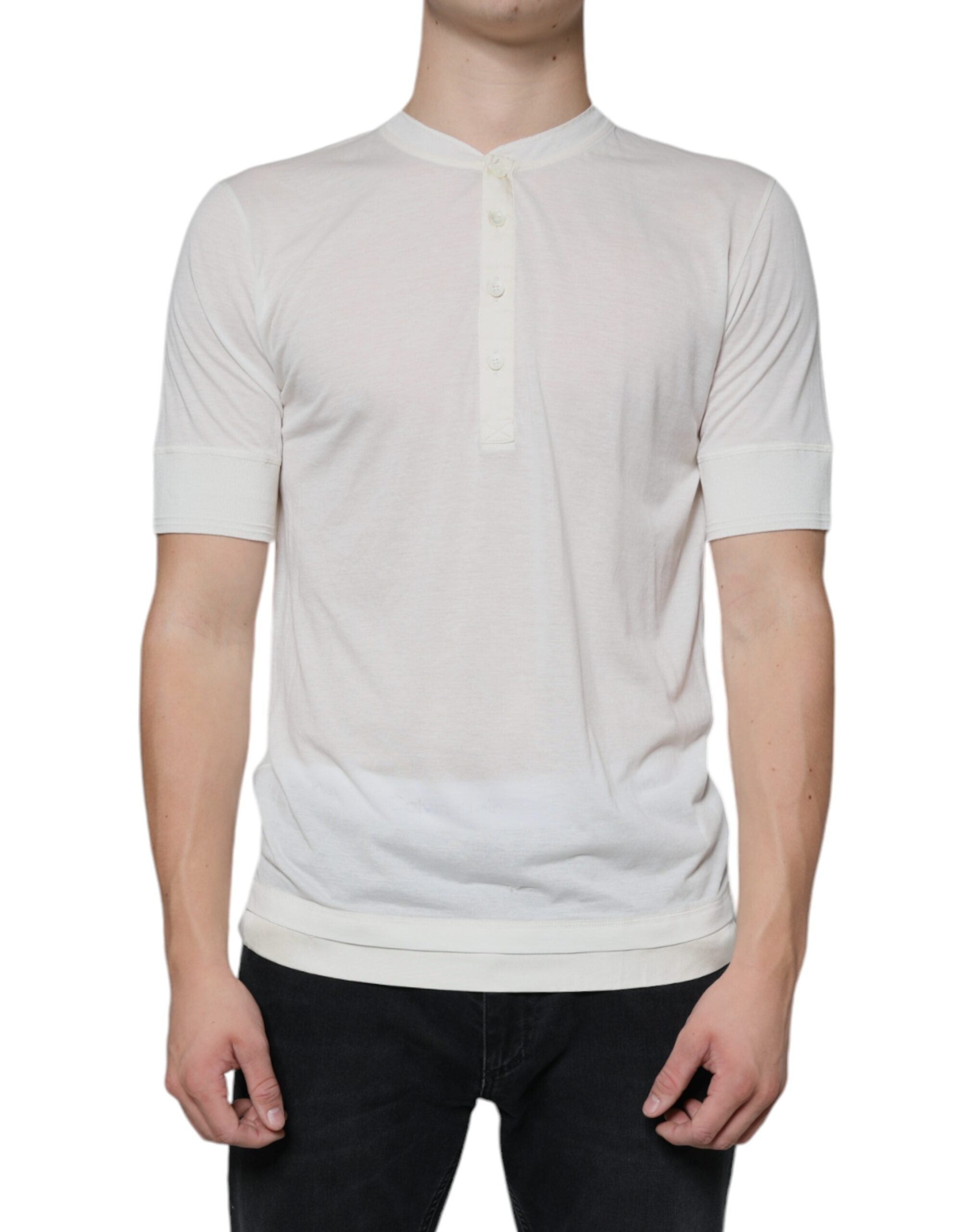 Dolce & Gabbana Off White Cotton Short Sleeves T-shirt