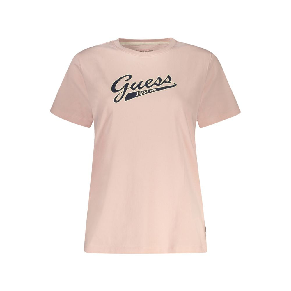 Guess Jeans Ροζ Βαμβακερό Μπλουζάκι & T-Shirt