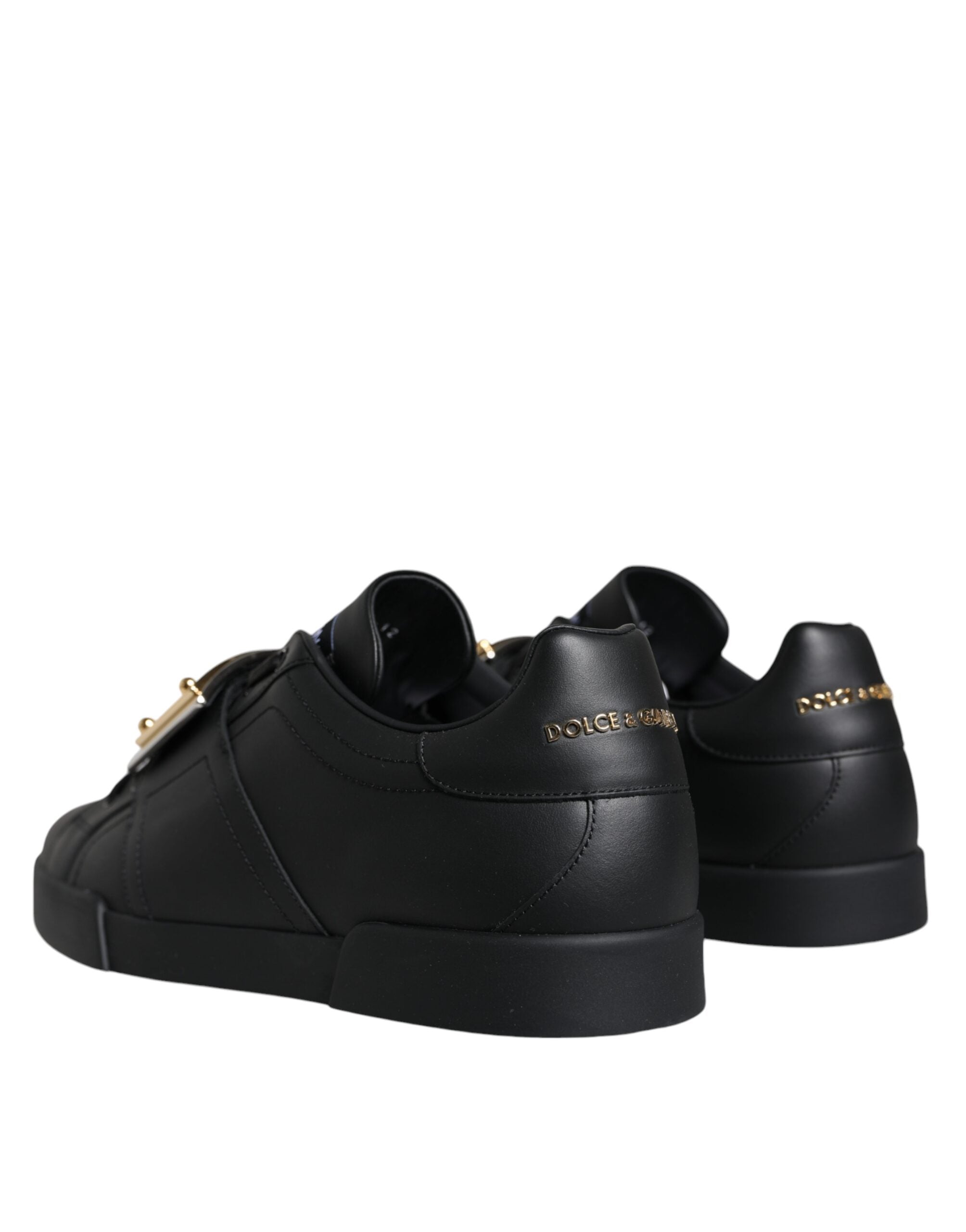 Dolce & Gabbana Μαύρα Δερμάτινα Χαμηλά Παπούτσια Portofino Sneakers