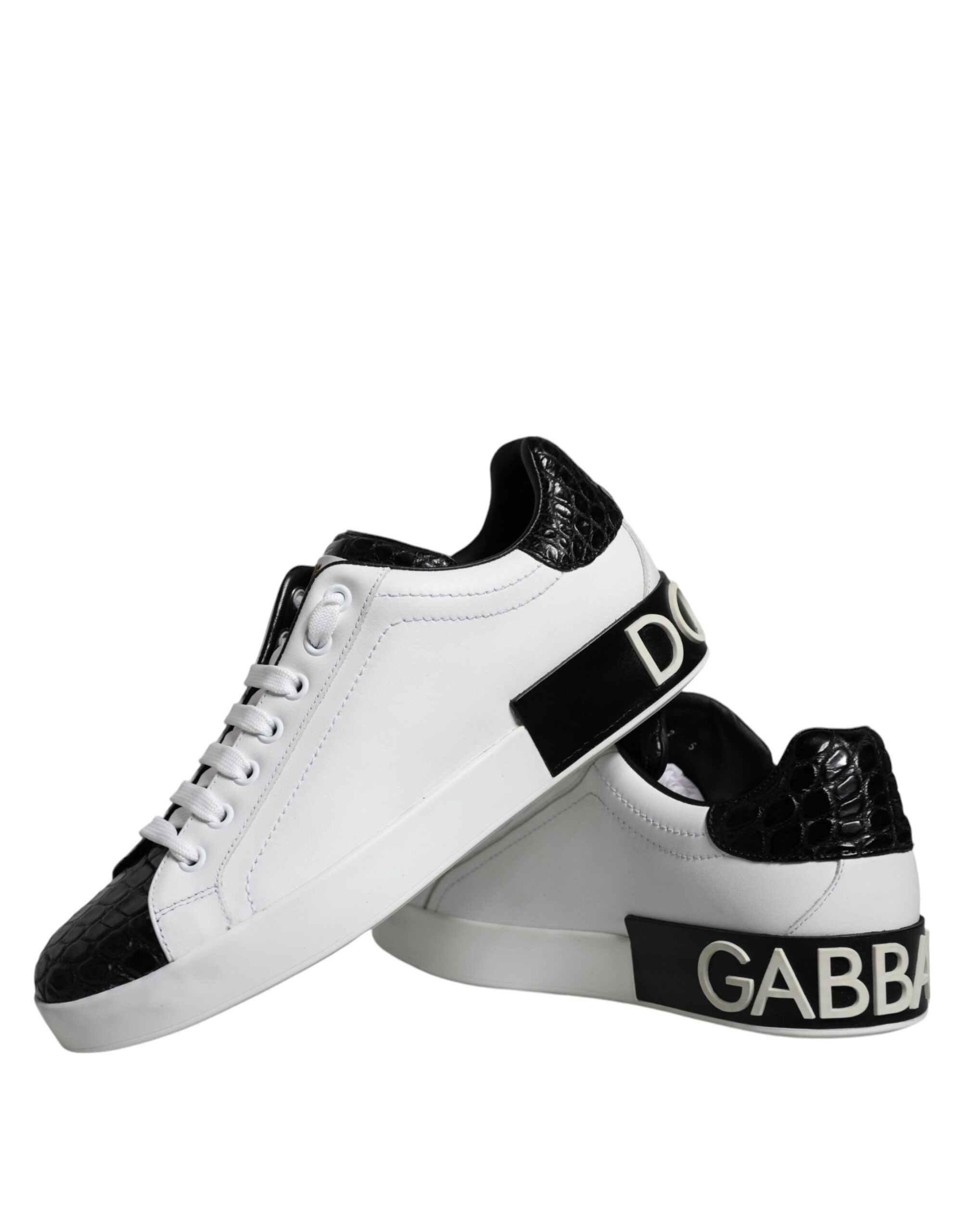 Dolce & Gabbana Μαύρα Δερμάτινα Παπούτσια Sneakers Portofino