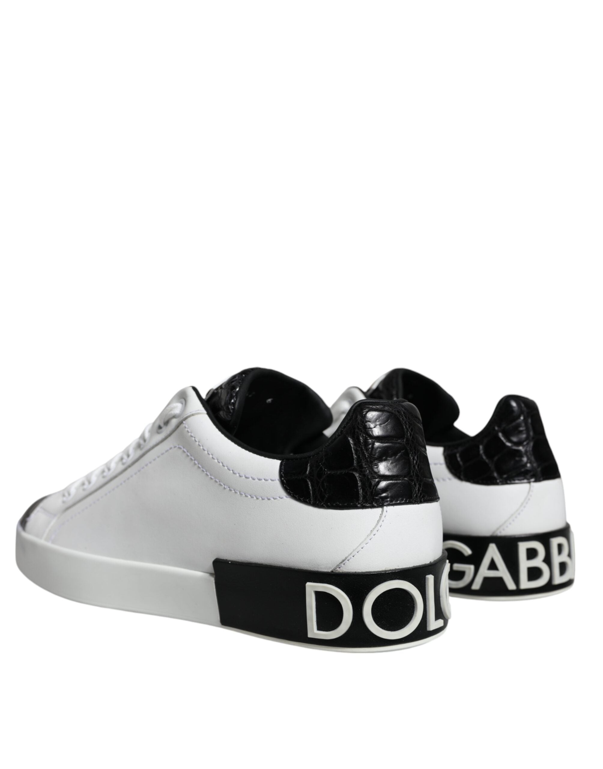 Dolce & Gabbana Μαύρα Δερμάτινα Sneakers Portofino με Λογότυπο