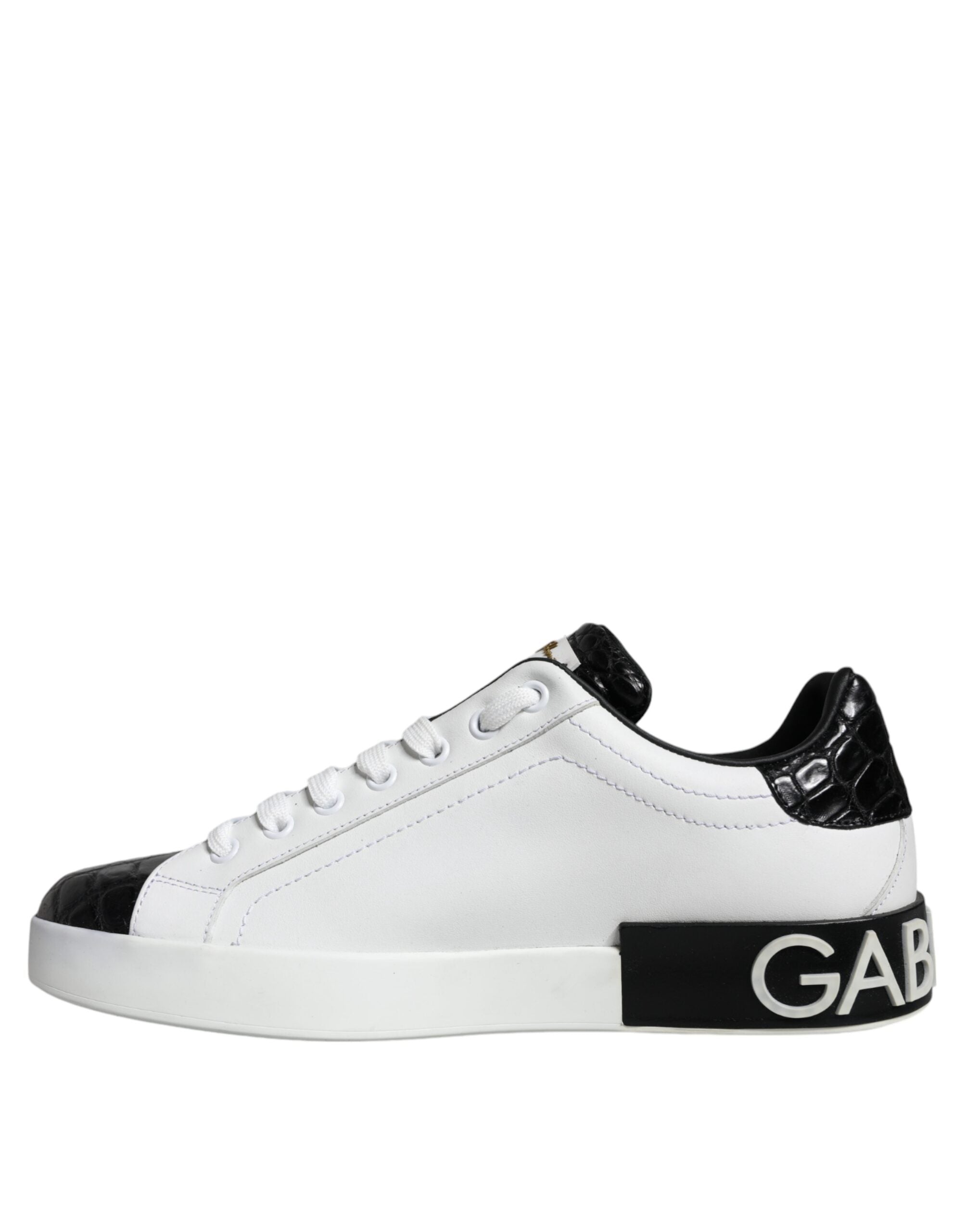 Dolce & Gabbana Μαύρα Δερμάτινα Sneakers Portofino με Λογότυπο