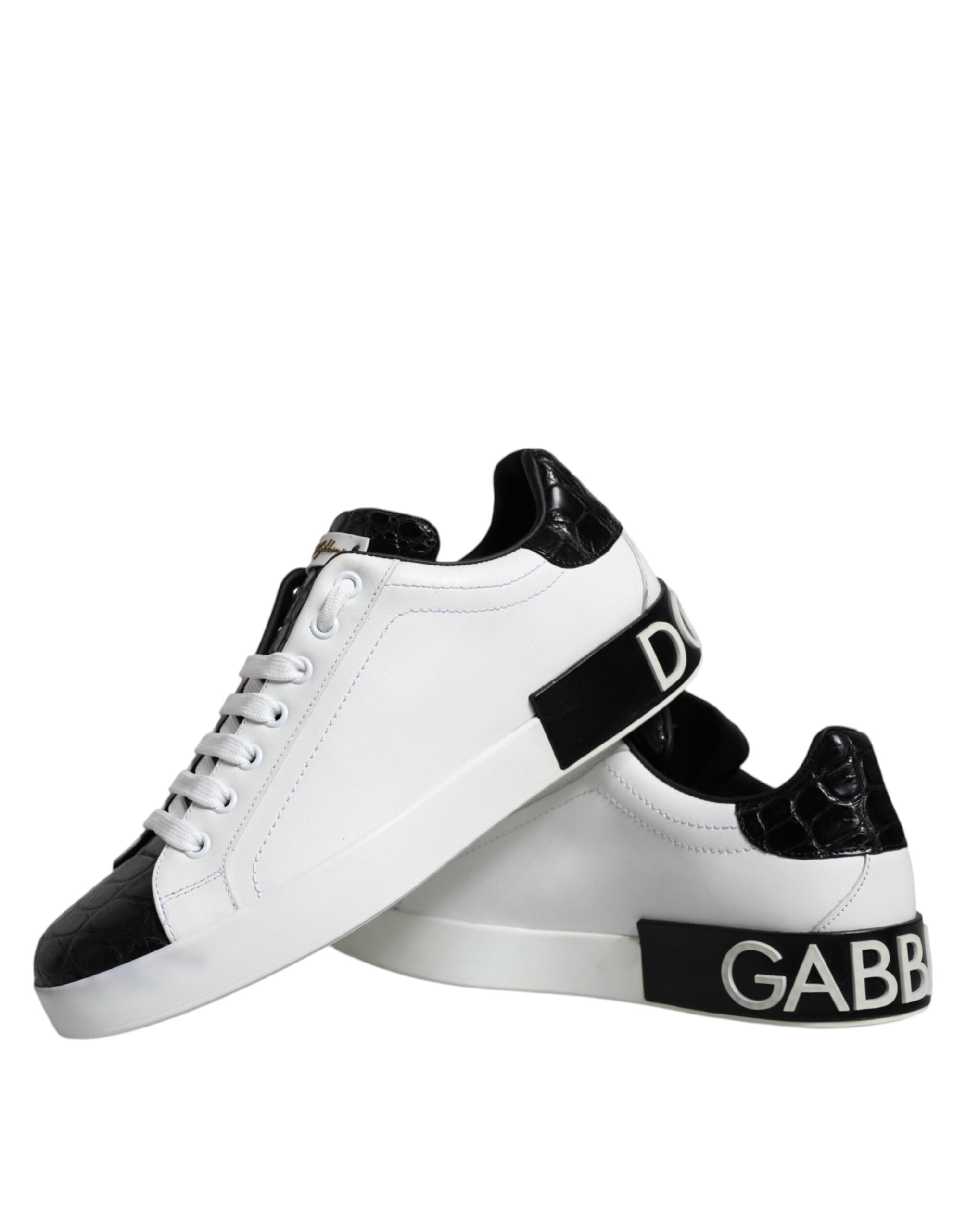 Dolce & Gabbana Μαύρα Δερμάτινα Sneakers Portofino με Λογότυπο