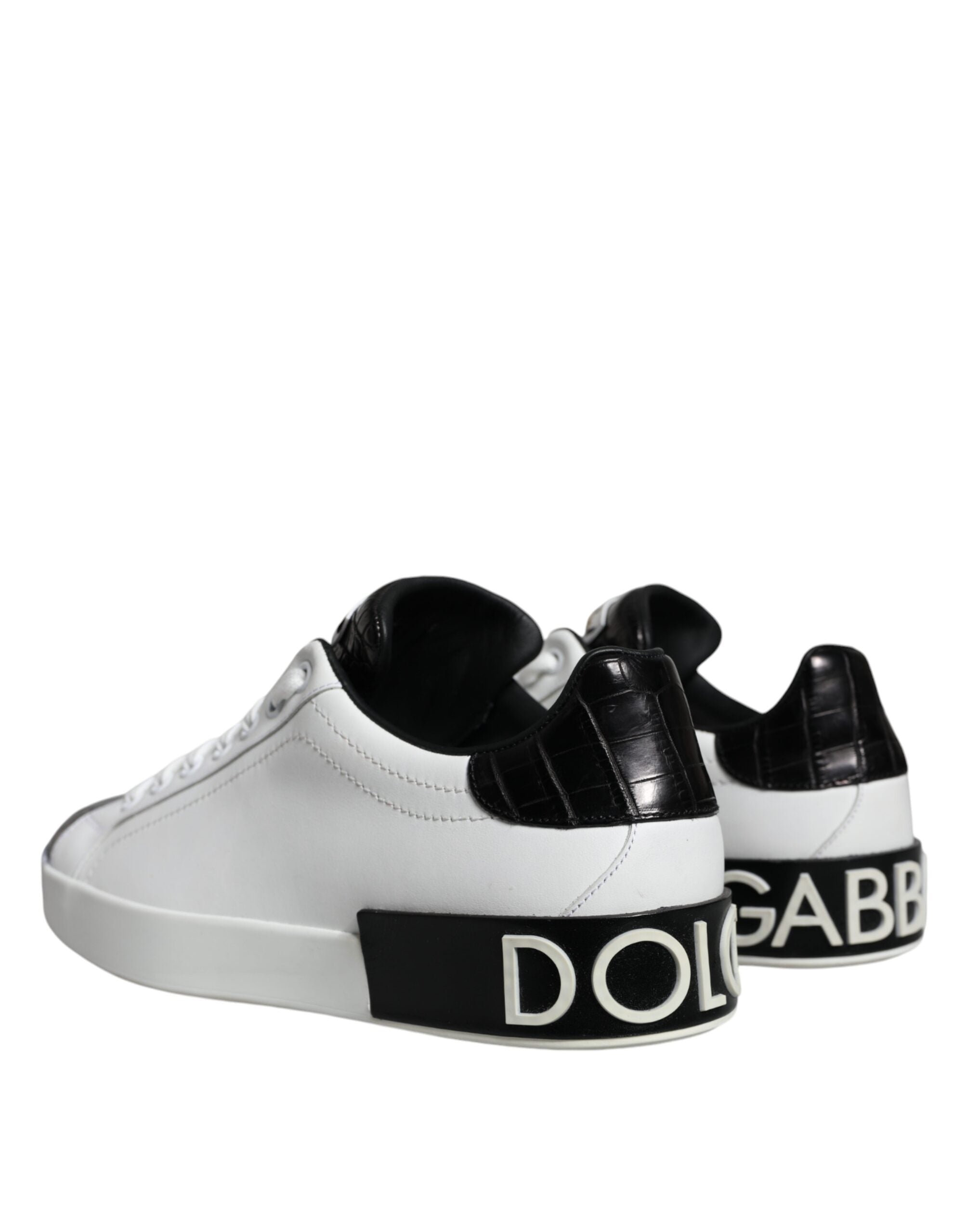 Dolce & Gabbana Μαύρα Δερμάτινα Παπούτσια Sneaker Logo Portofino