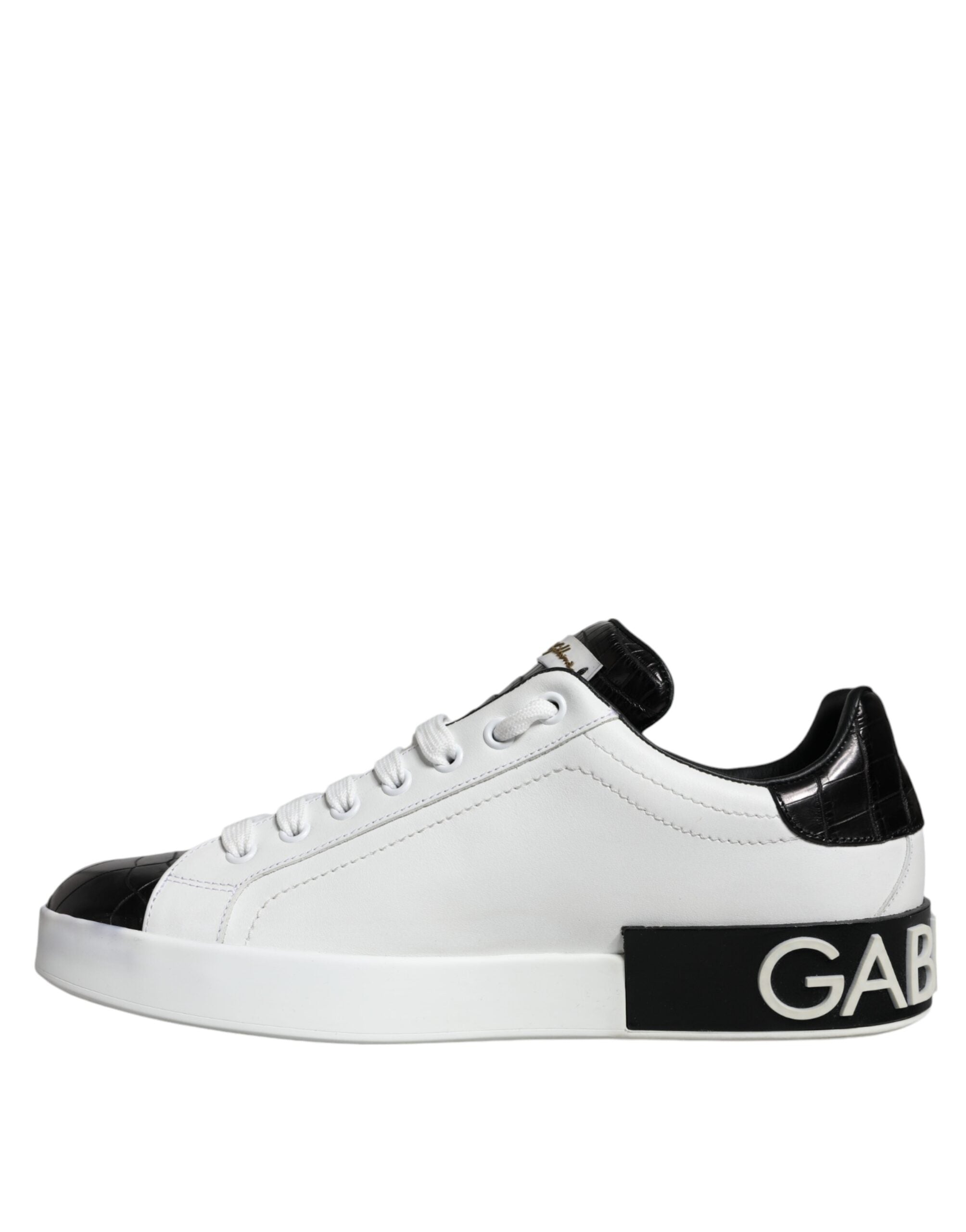 Dolce & Gabbana Μαύρα Δερμάτινα Παπούτσια Sneaker Logo Portofino