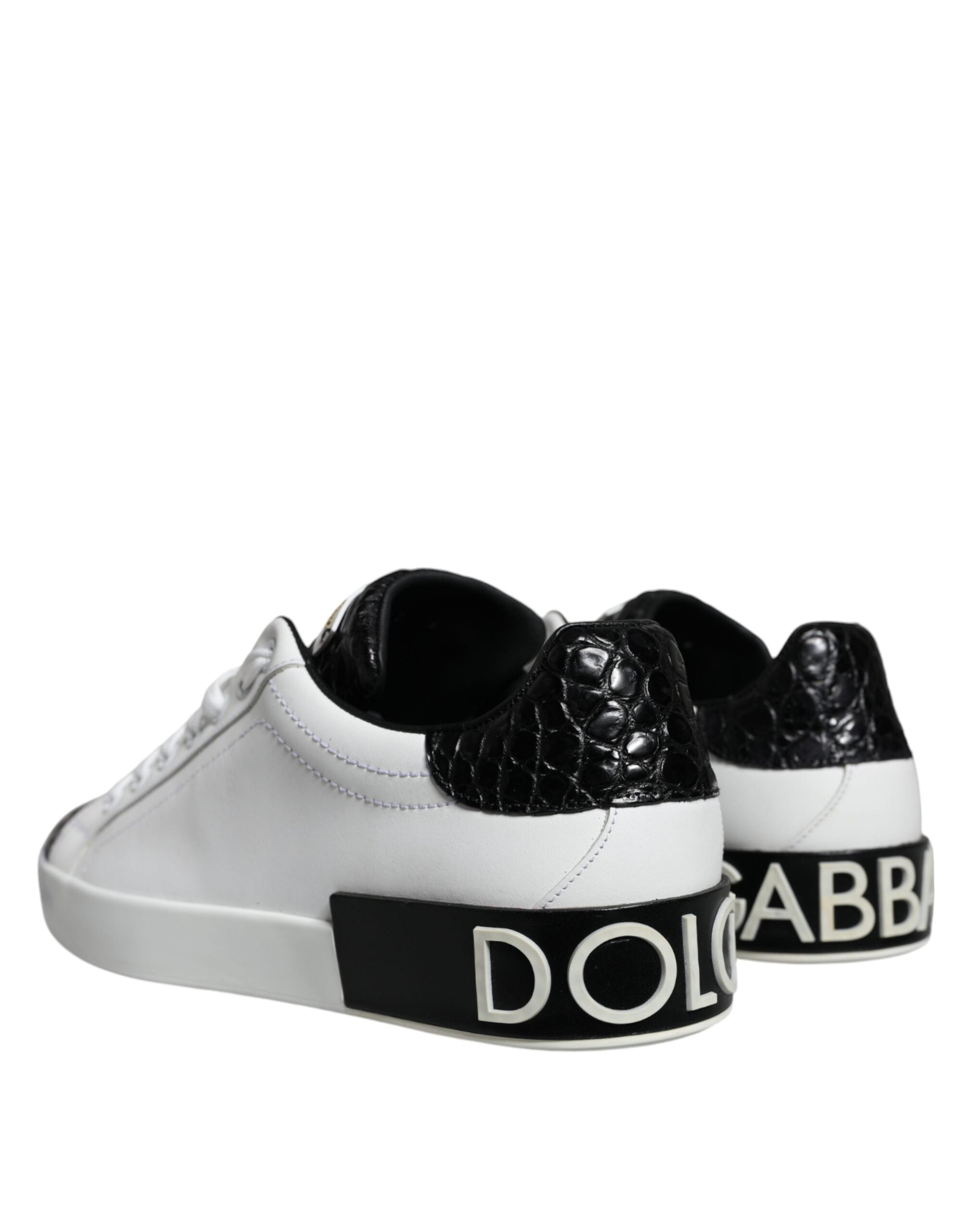 Dolce & Gabbana Μαύρα Δερμάτινα Παπούτσια Logo Portofino Sneaker