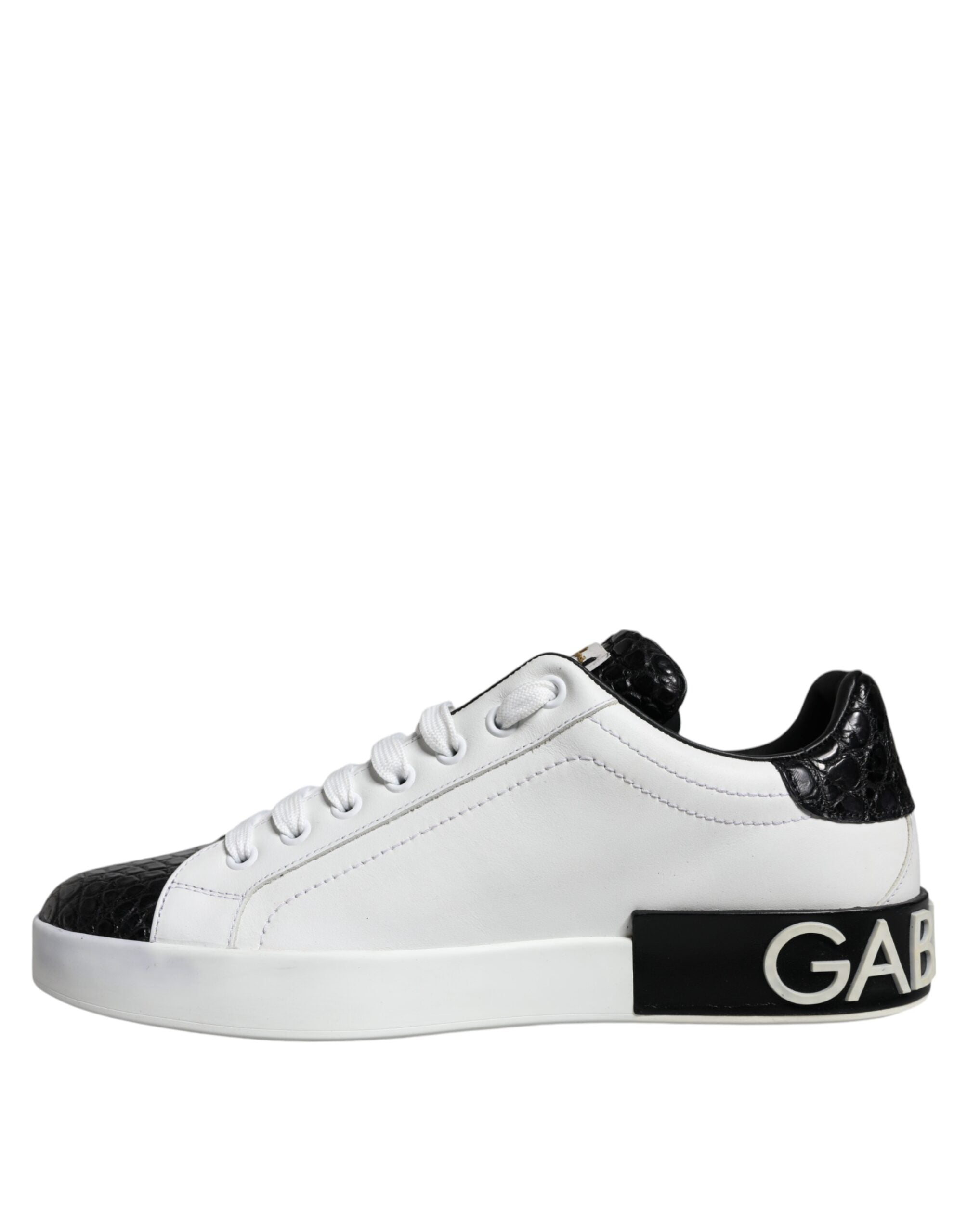 Dolce & Gabbana Μαύρα Δερμάτινα Παπούτσια Logo Portofino Sneaker