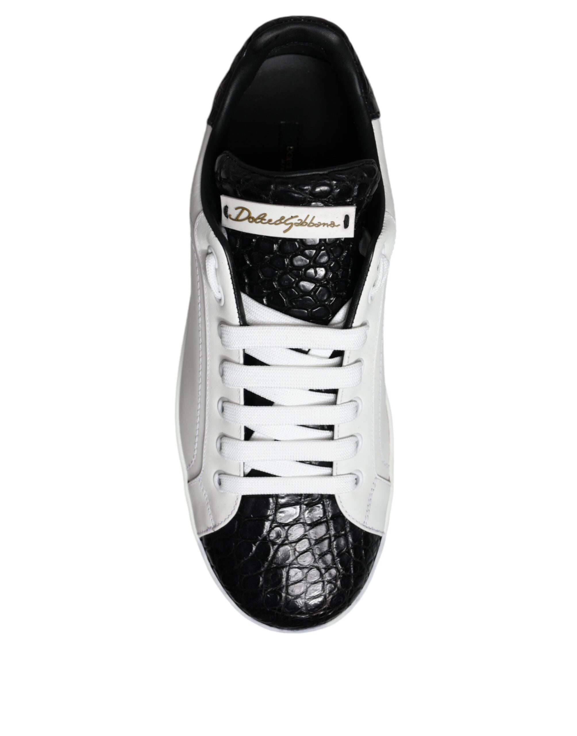 Dolce & Gabbana Μαύρα Δερμάτινα Παπούτσια Logo Portofino Sneaker