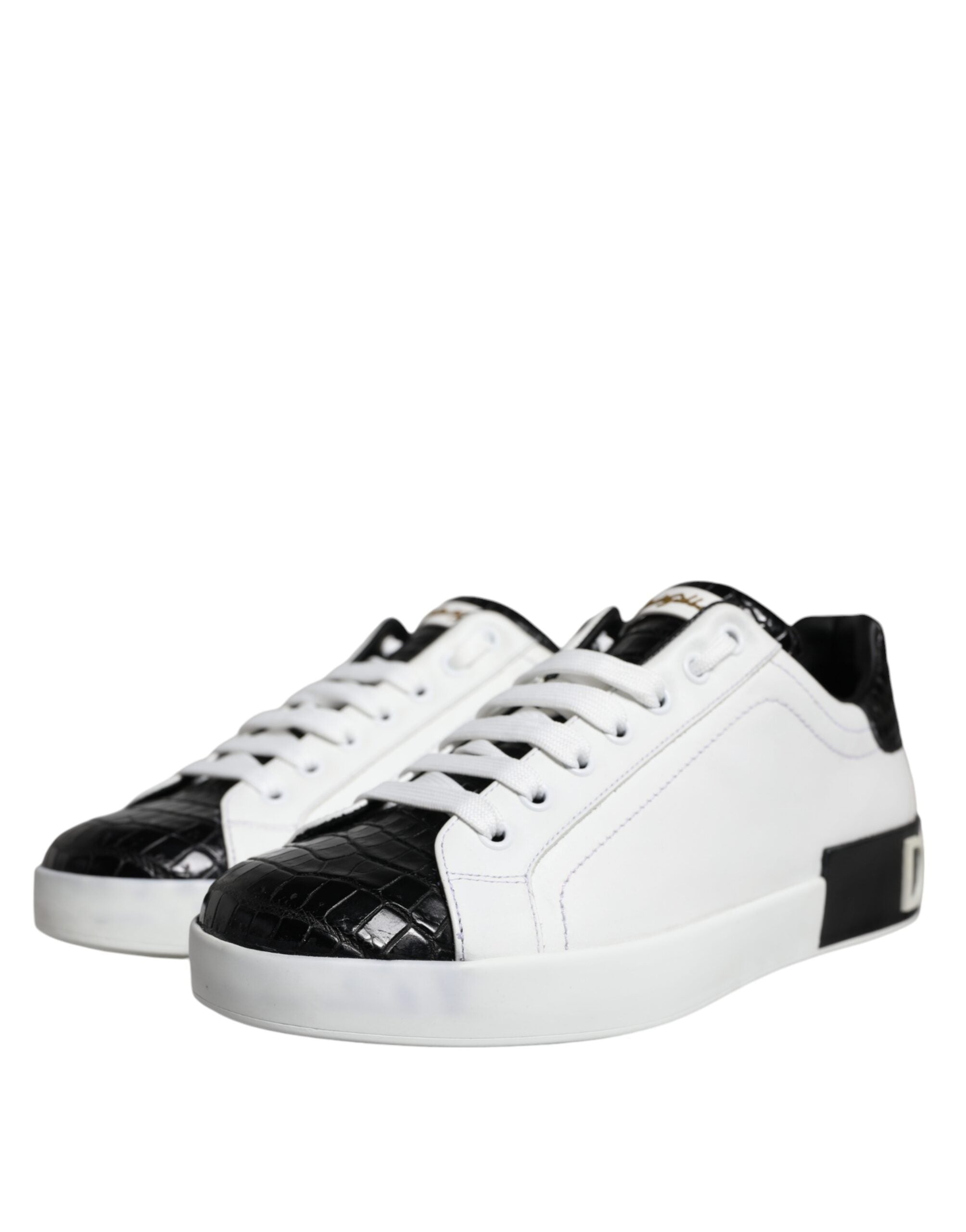 Dolce & Gabbana Μαύρα Δερμάτινα Παπούτσια Logo Portofino Sneaker