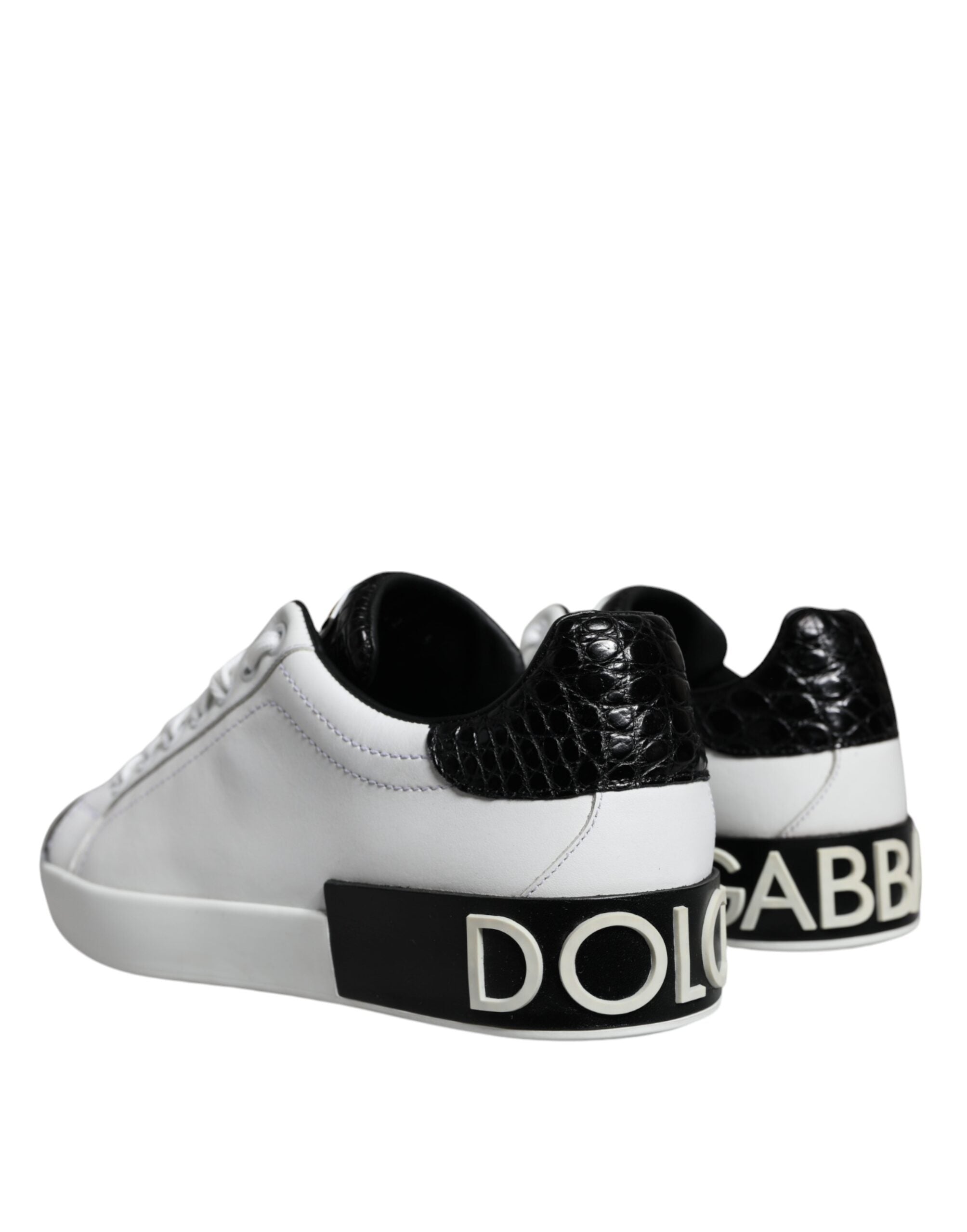 Dolce & Gabbana Μαύρα Δερμάτινα Παπούτσια Logo Portofino Sneaker