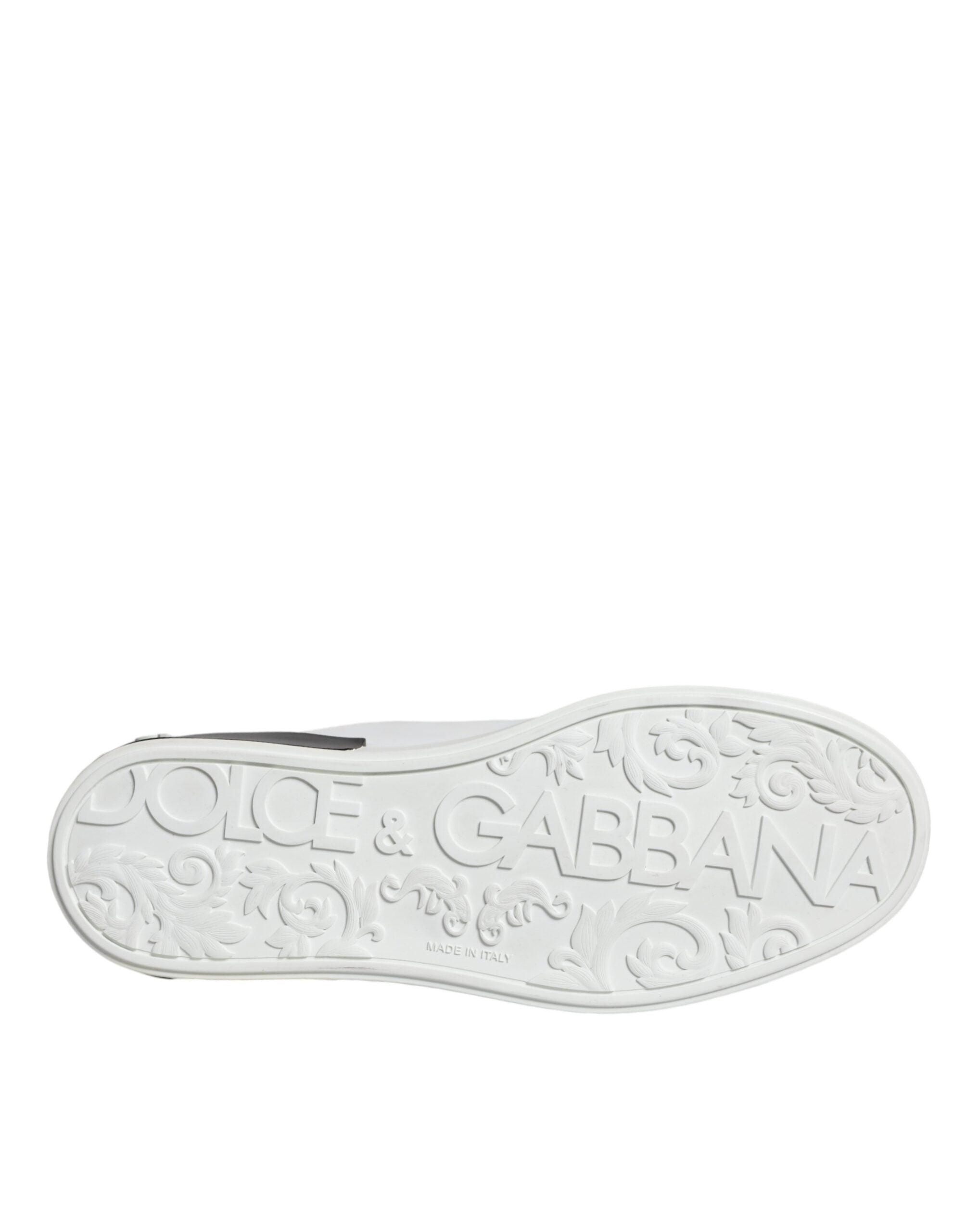 Dolce & Gabbana Μαύρα Δερμάτινα Παπούτσια Logo Portofino Sneakers