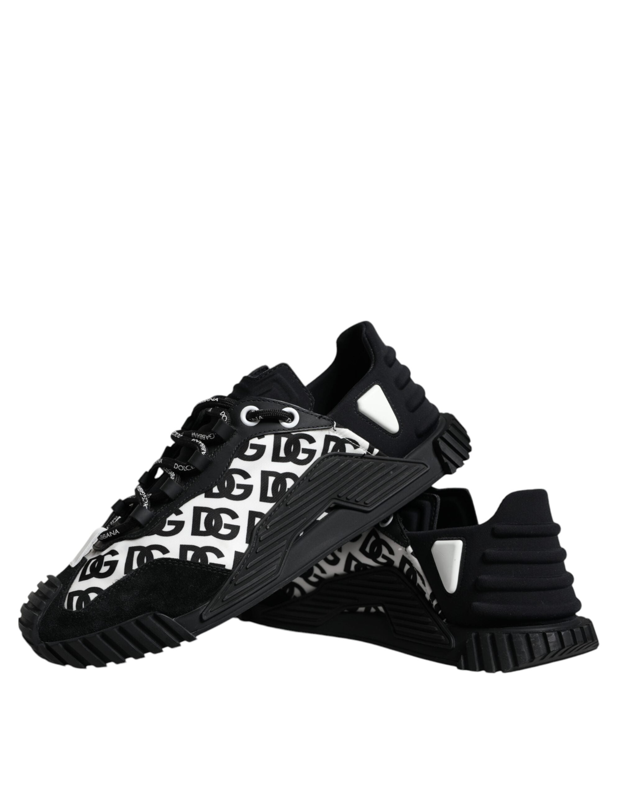 Dolce & Gabbana Μαύρα Logo Lace Up Χαμηλά Sneaker NS1 Παπούτσια