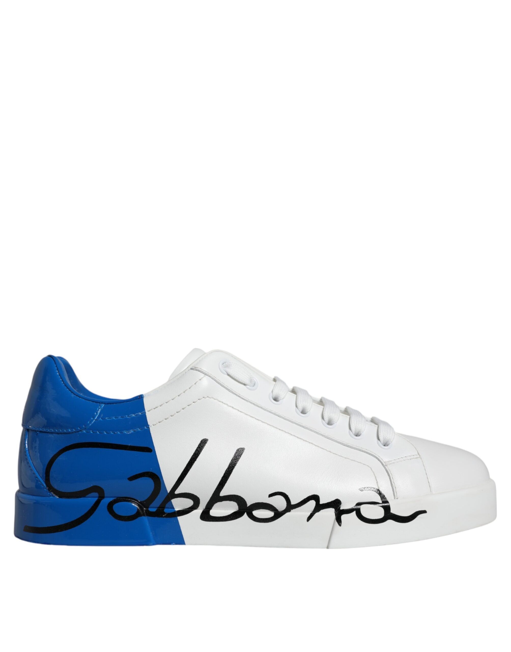 Dolce & Gabbana Λευκά Μπλε Δερμάτινα Logo Χαμηλά Sneakers Παπούτσια