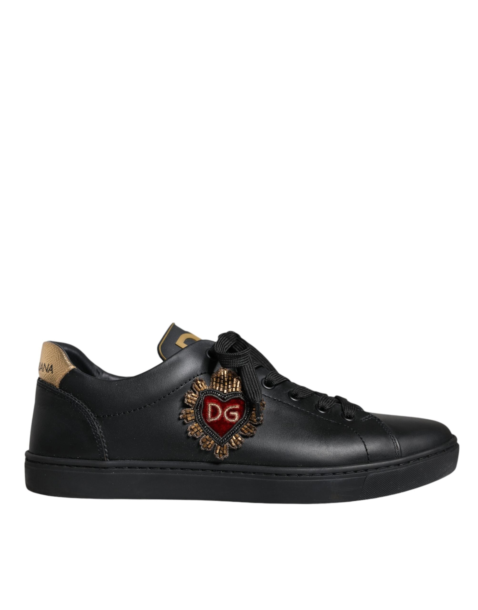 Dolce & Gabbana Μαύρα Δερμάτινα Casual Sneakers με Καρδιά