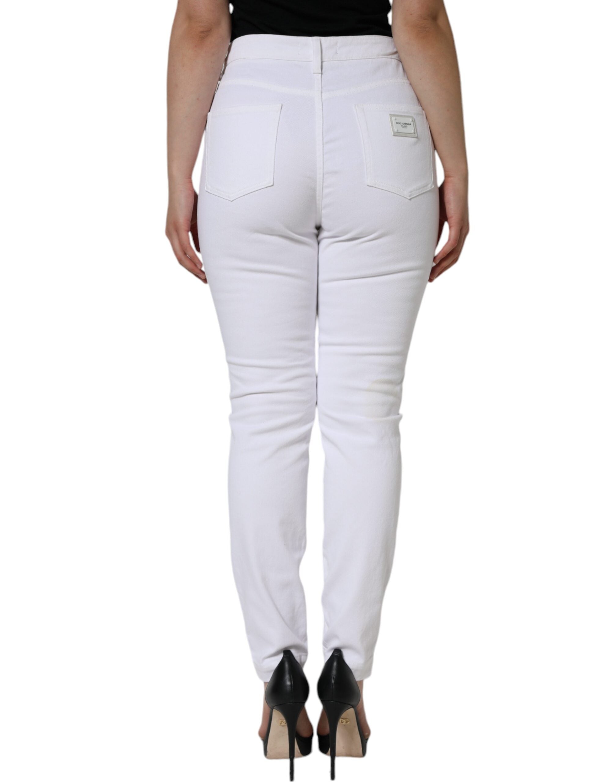 Dolce & Gabbana White Cotton Stretch AUDREY Skinny Jeans